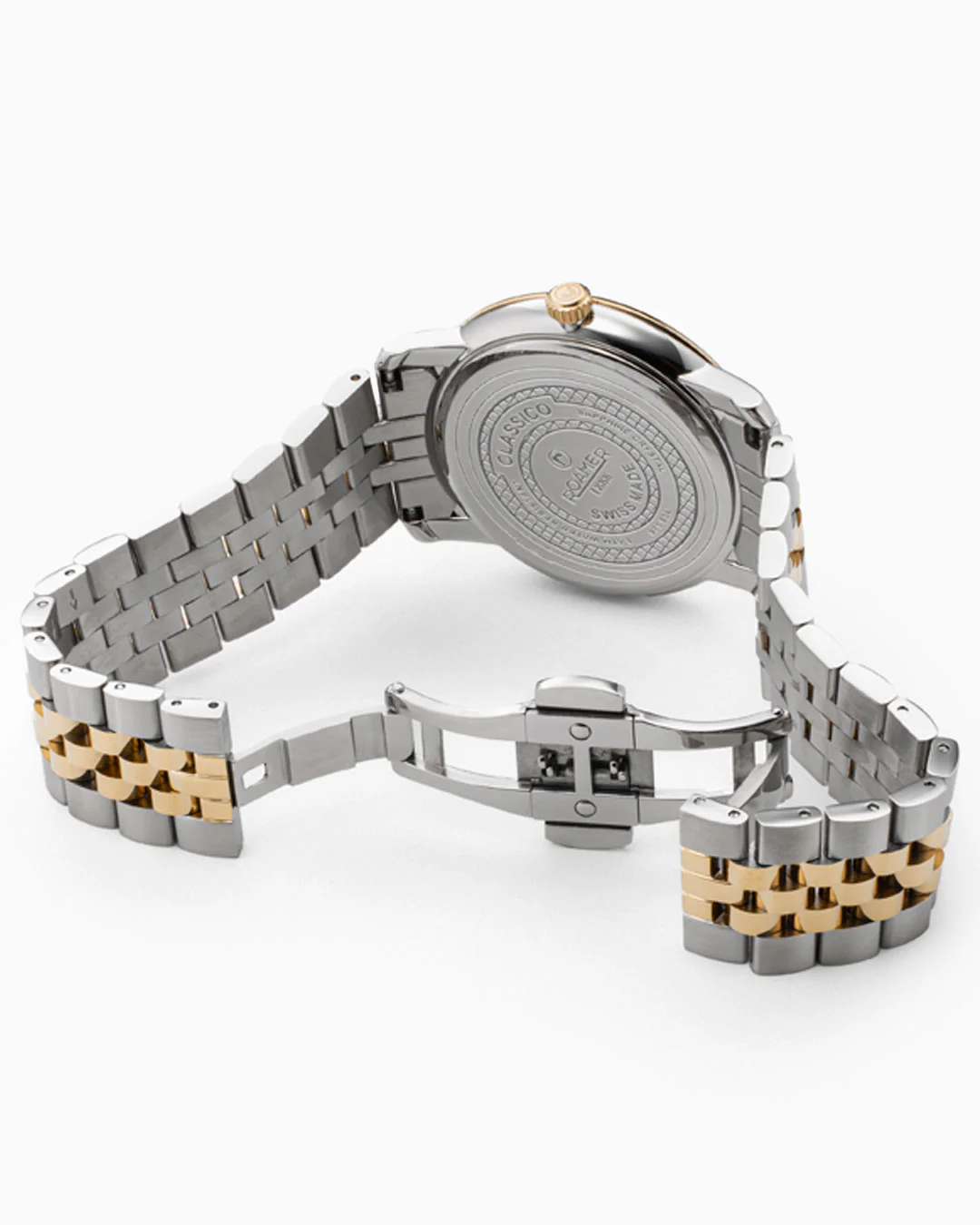Classico Gents 40 mm Quartz Three-Hand White Dial Date White Dial Gold-Silver Tone Bracelet Sapphire glass Stainless Steel swiss watch - Image 4