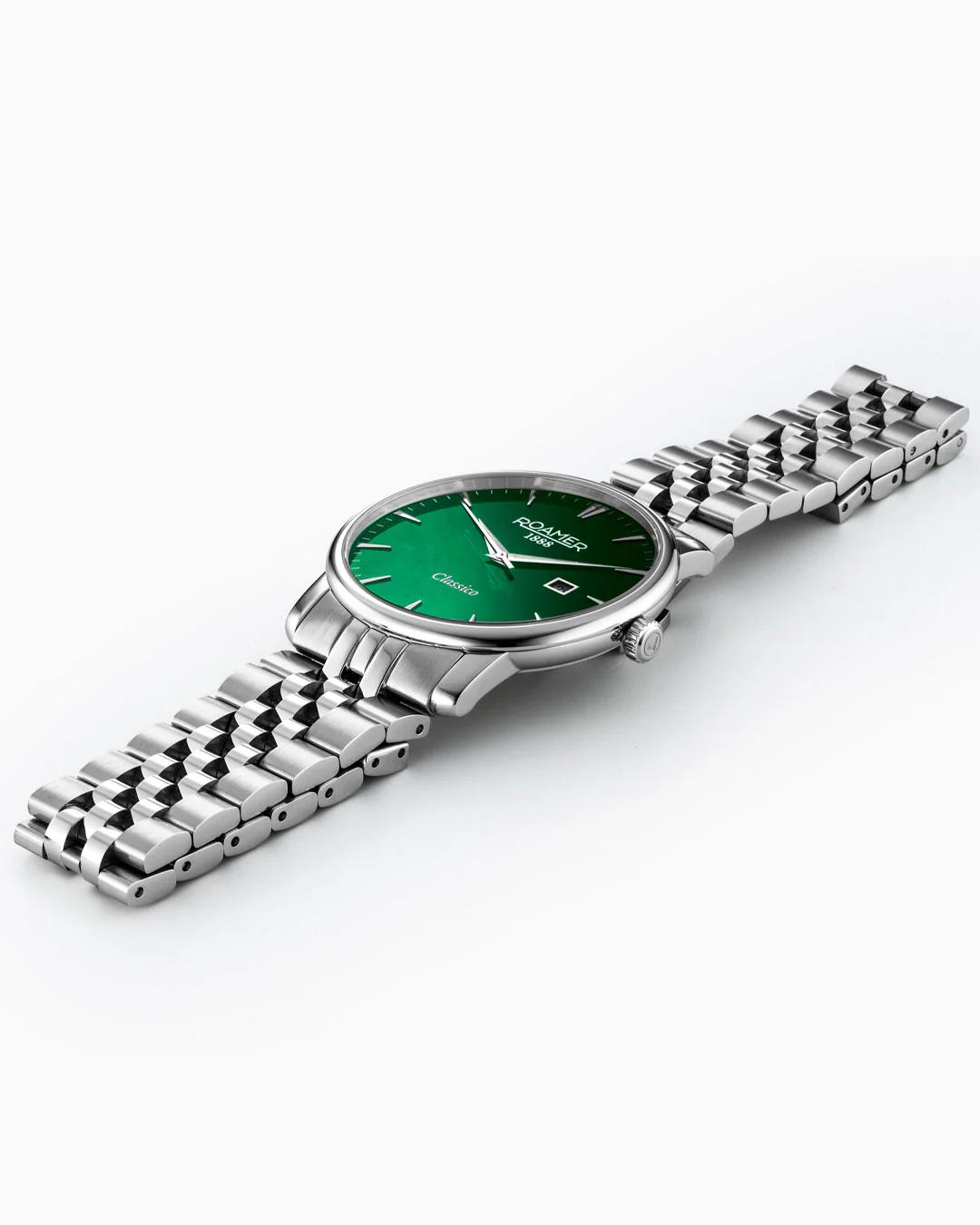 Classico Gents 40 mm Quartz Three-Hand Date Green Sunray Dial Silver Bracelet Sapphire glass Stainless Steel swiss watch - Image 3