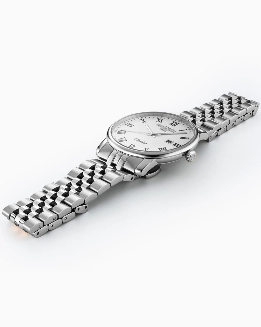 Classico Gents 40 mm Quartz Three-Hand Date White Dial Silver Bracelet Sapphire glass Stainless Steel swiss watch - Image 3