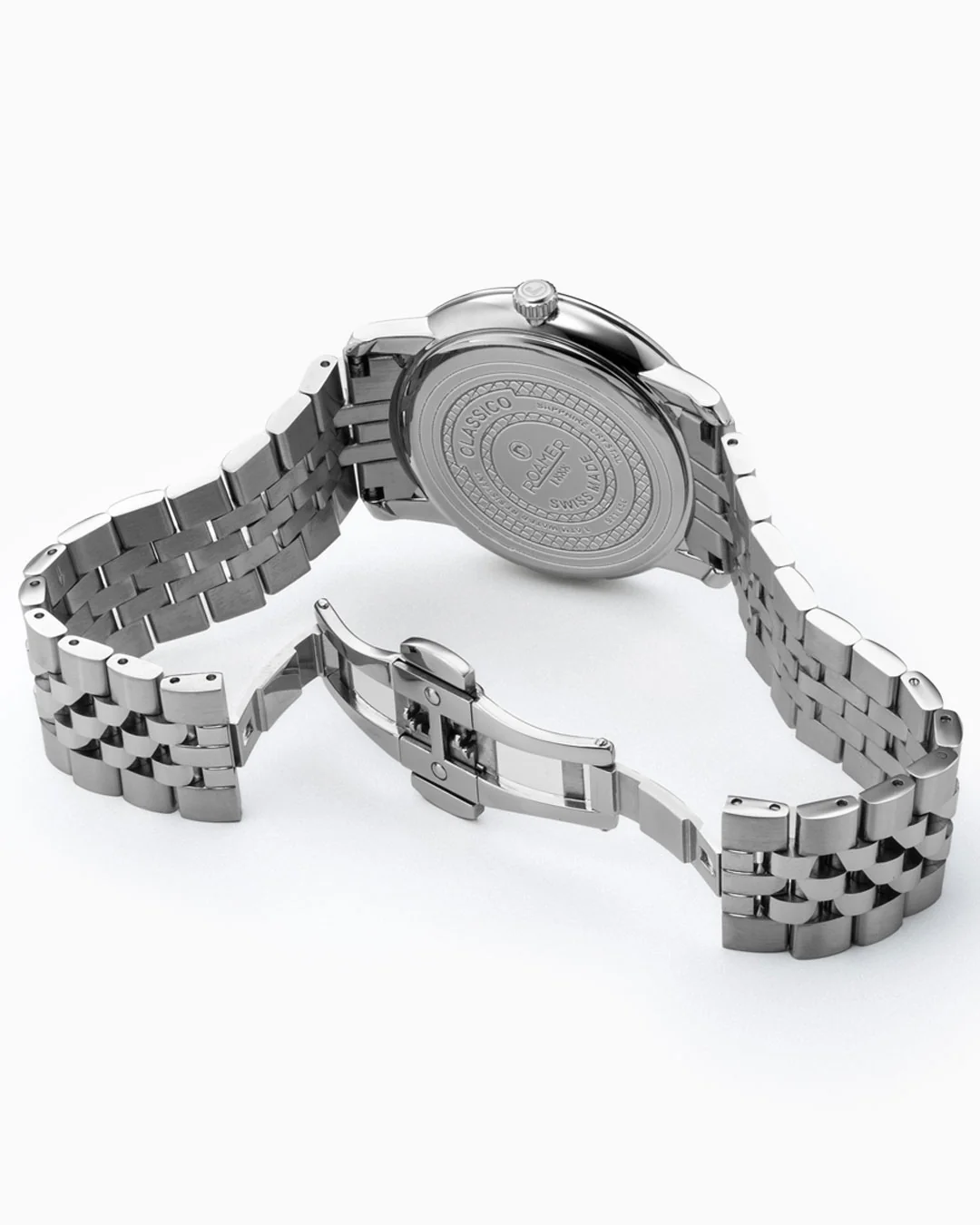 Classico Gents 40 mm Quartz Three-Hand Date White Dial Silver Bracelet Sapphire glass Stainless Steel swiss watch - Image 4