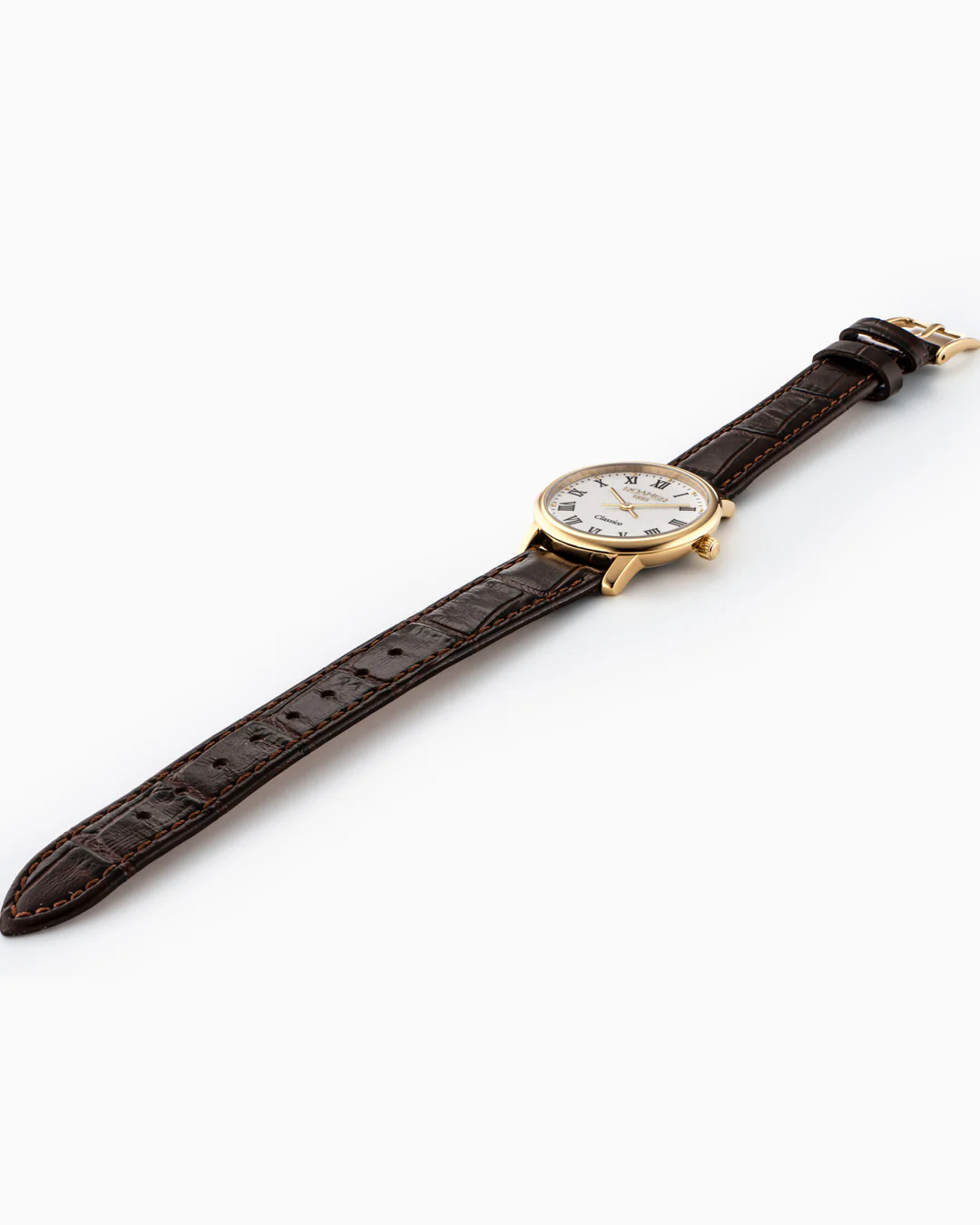 Classico Ladies 30mm Quartz Two-Hand White Dial  Brown Leather Strap Sapphire glass Stainless Steel swiss watch - Image 3
