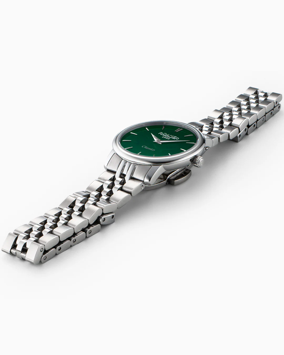 Classico Ladies 30mm Quartz Two-Hand Green Sunray Dial Silver Bracelet Sapphire glass Stainless Steel swiss watch - Image 3