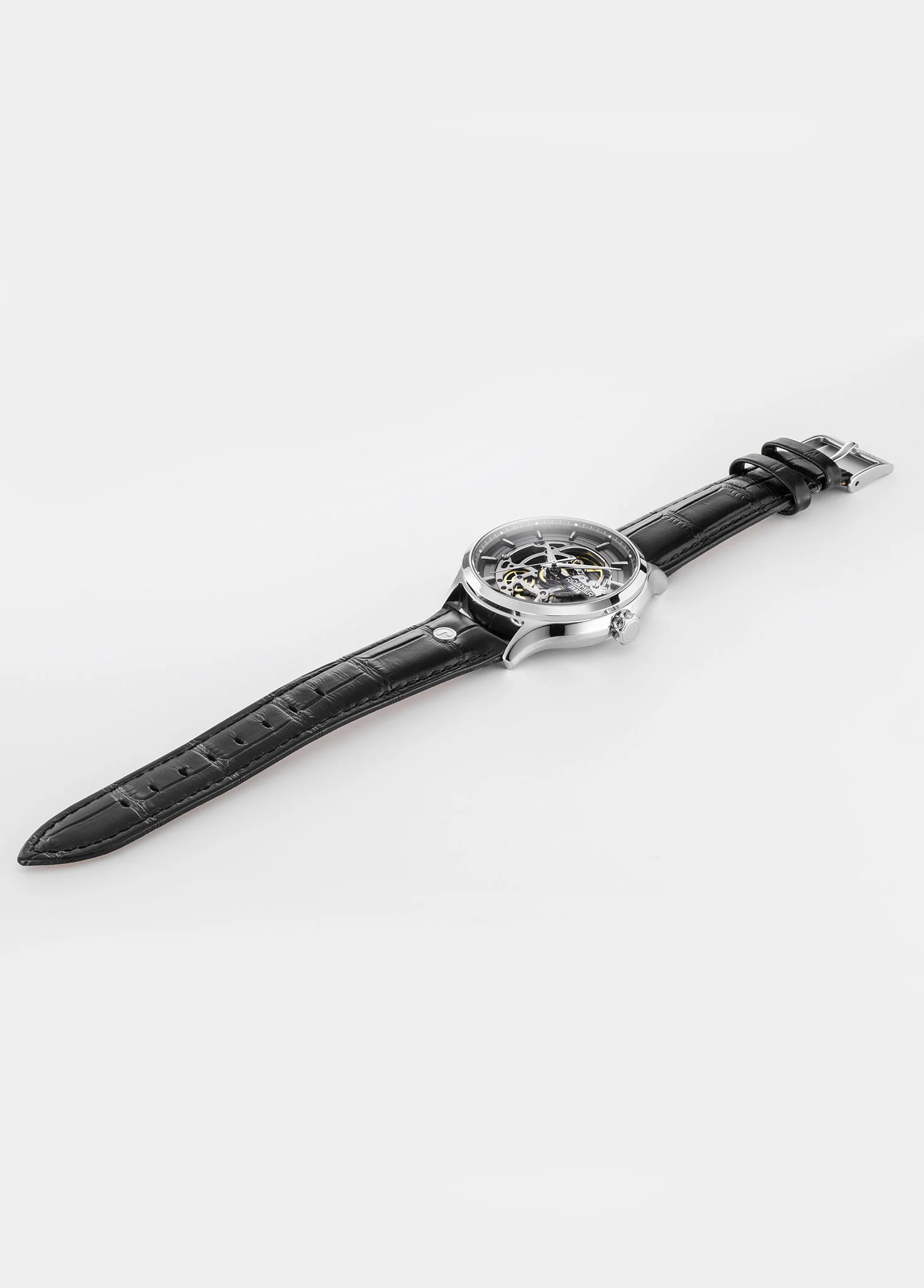 Competence Skeleton IV 43 mm Automatic Three-Hand Black Leather Strap Sapphire glass Stainless Steel swiss watch - Image 3