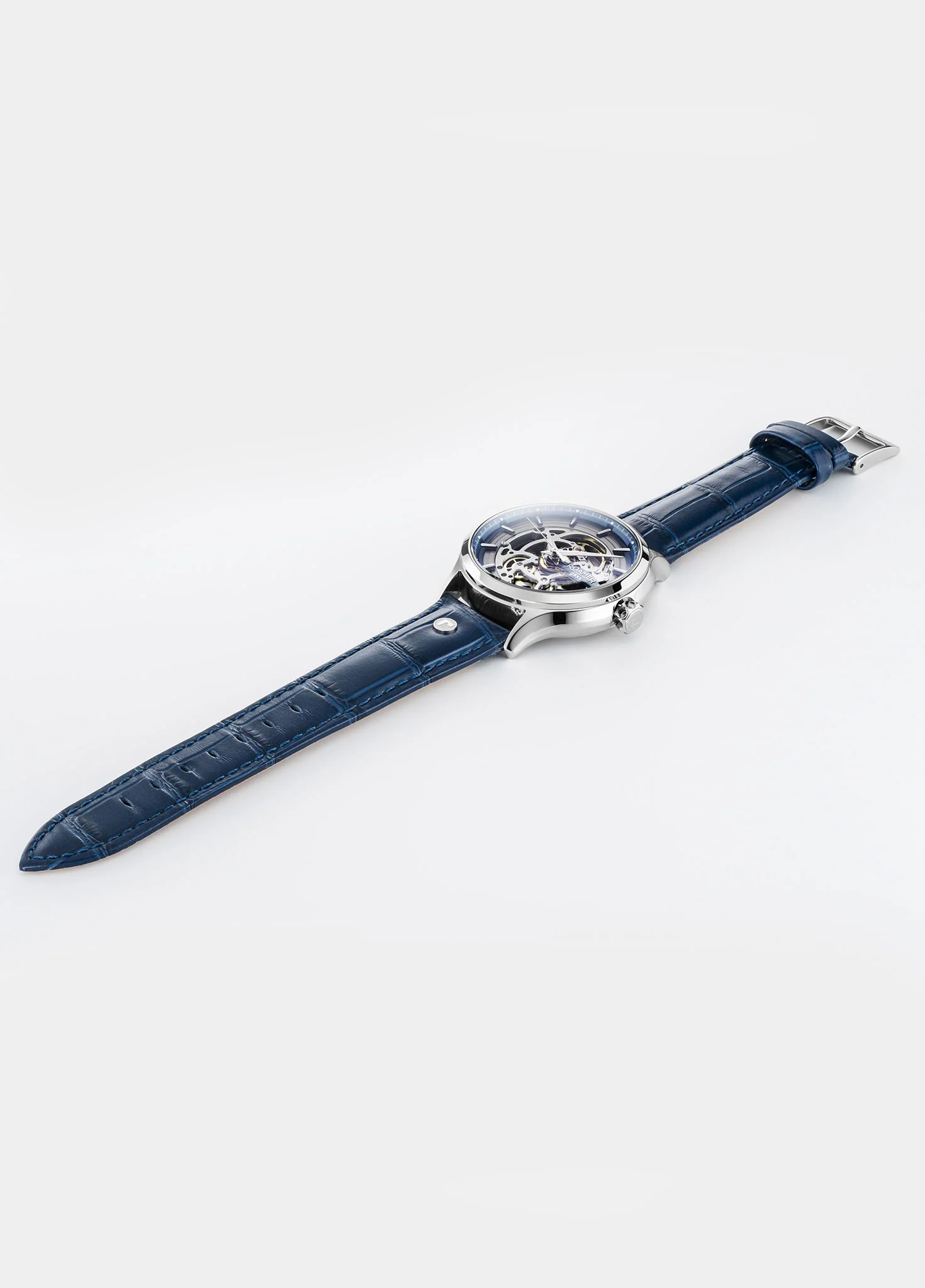 Competence Skeleton IV 43 mm Automatic Three-Hand Blue Leather Strap Sapphire glass Stainless Steel swiss watch - Image 3