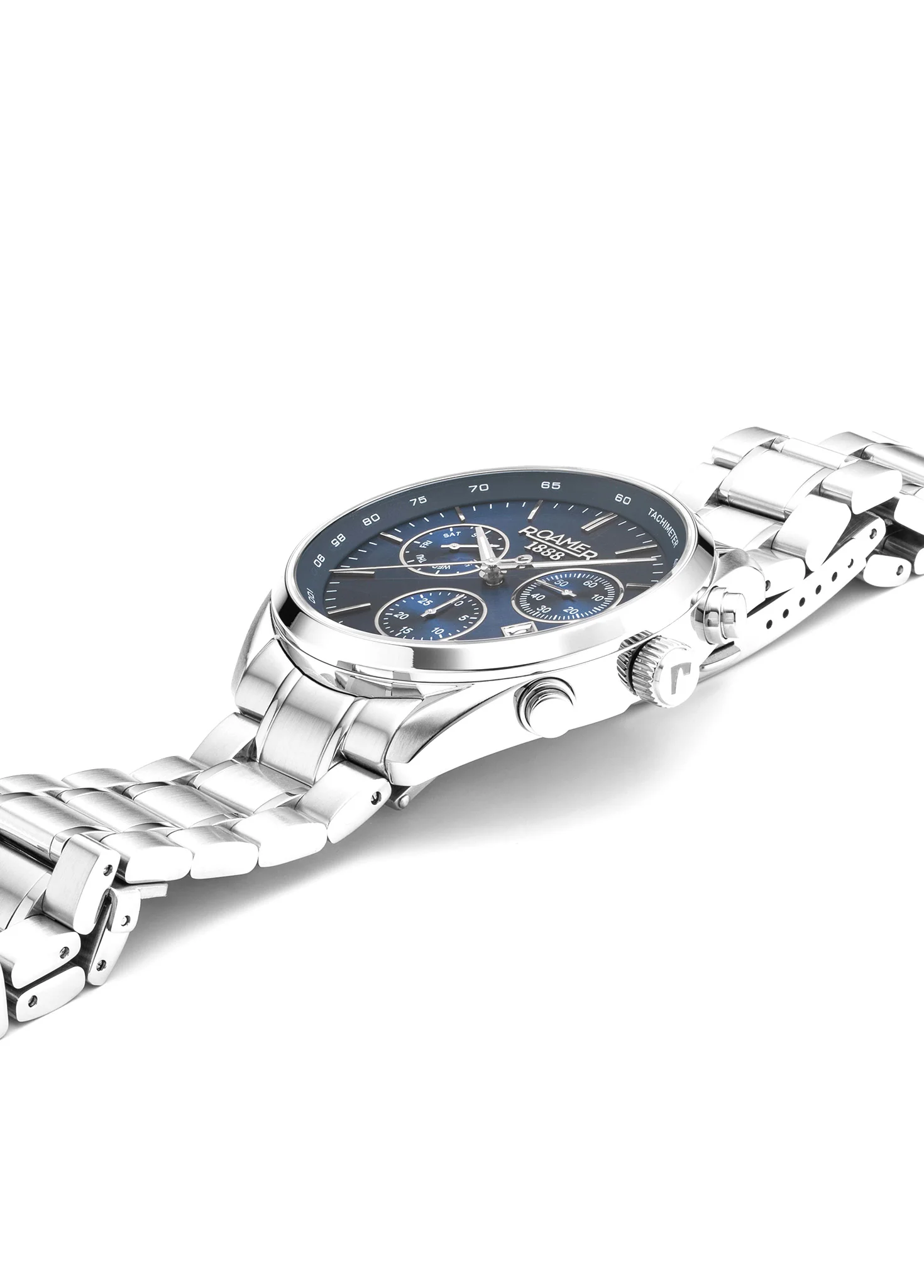 Pro Chrono 42mm Quartz Chronograph Date Blue Sunray Dial Silver Bracelet Sapphire glass Stainless Steel swiss watch - Image 3