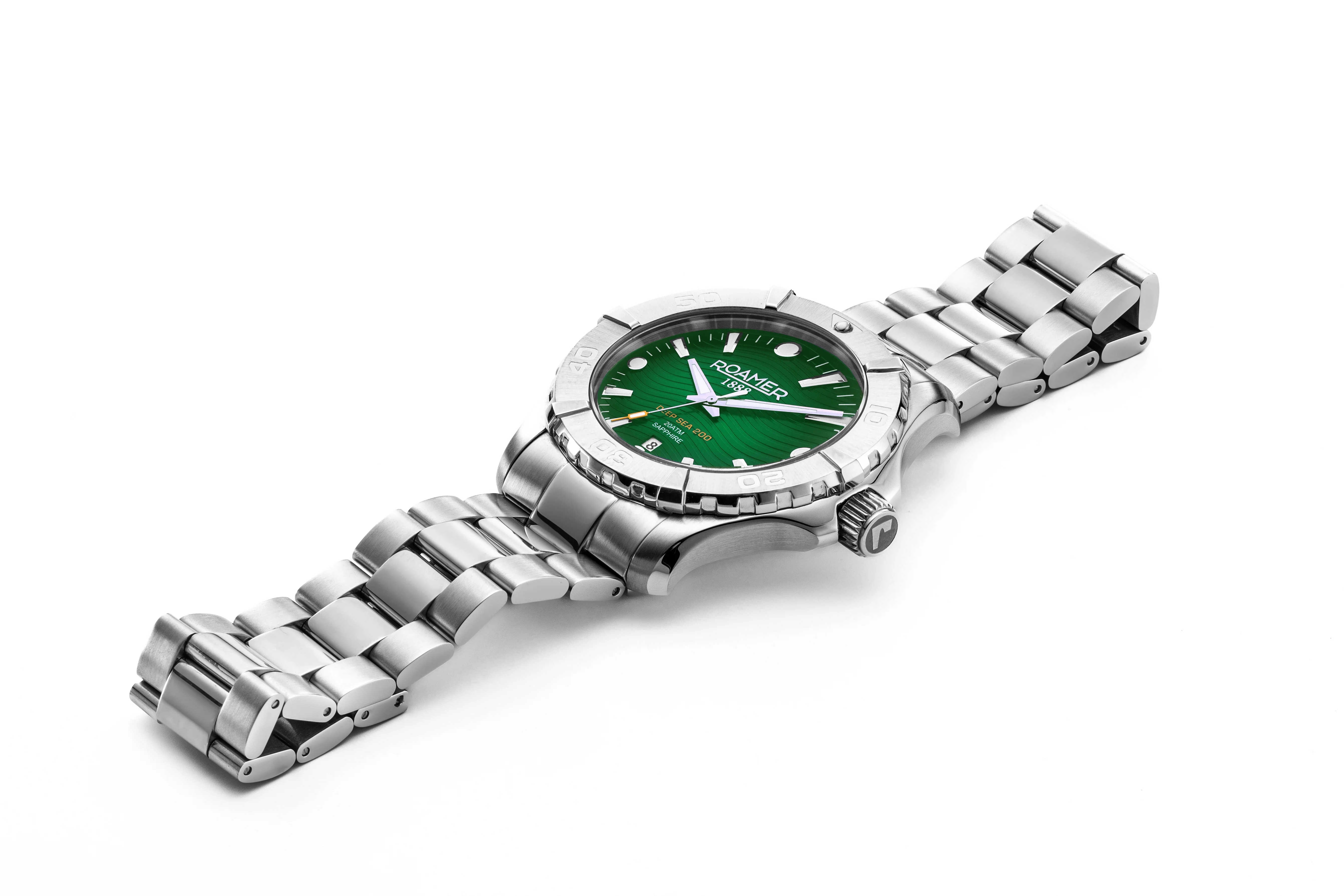 Deep Sea 200 43 mm Quartz Three-Hand Date Green Dial Silver Bracelet Sapphire glass Stainless Steel swiss watch - Image 3