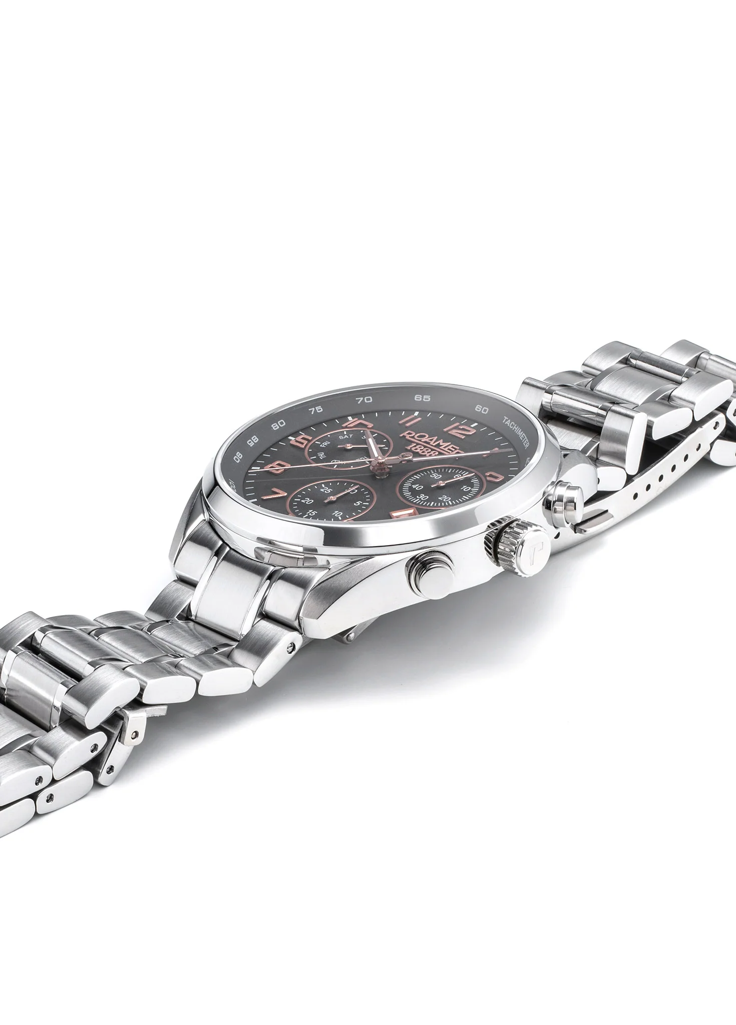 Pro Chrono 42mm Quartz Chronograph Date Grey Sunray Dial Silver Bracelet Sapphire glass Stainless Steel swiss watch - Image 3