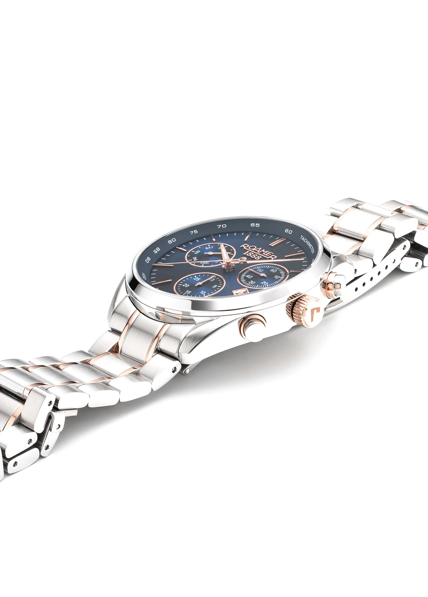 Pro Chrono 42mm Quartz Chronograph Date Blue Sunray Dial Two-Tone Bracelet Sapphire glass Stainless Steel swiss watch - Image 3