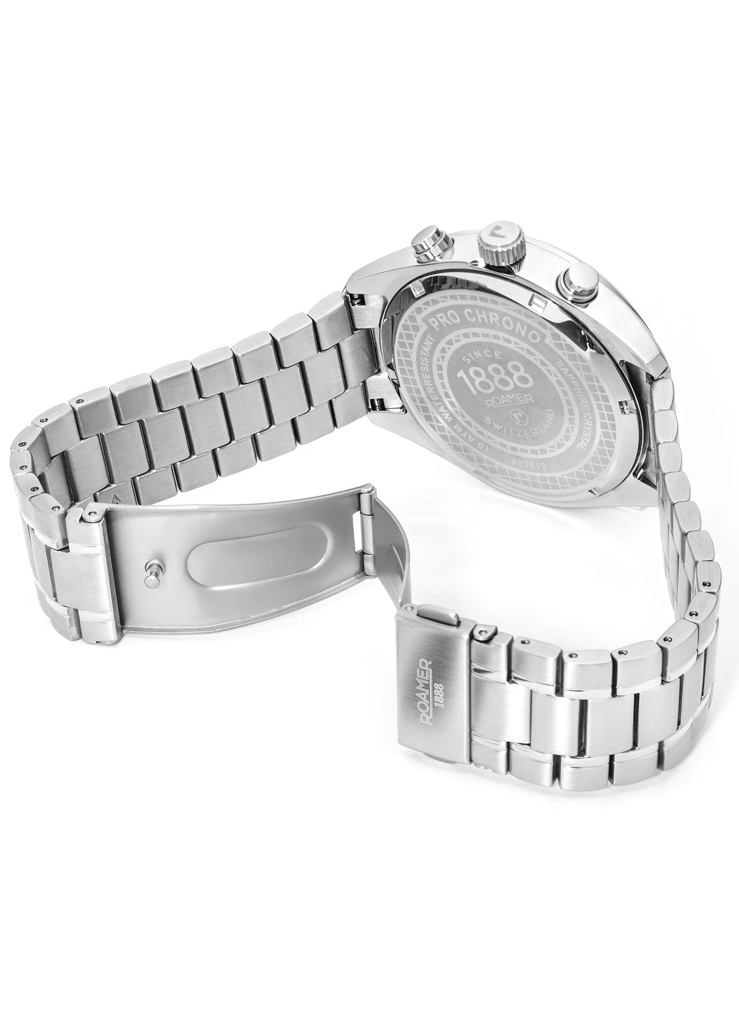 Pro Chrono 42mm Quartz Chronograph Date Black Sunray Dial Silver Bracelet Sapphire glass Stainless Steel swiss watch - Image 3