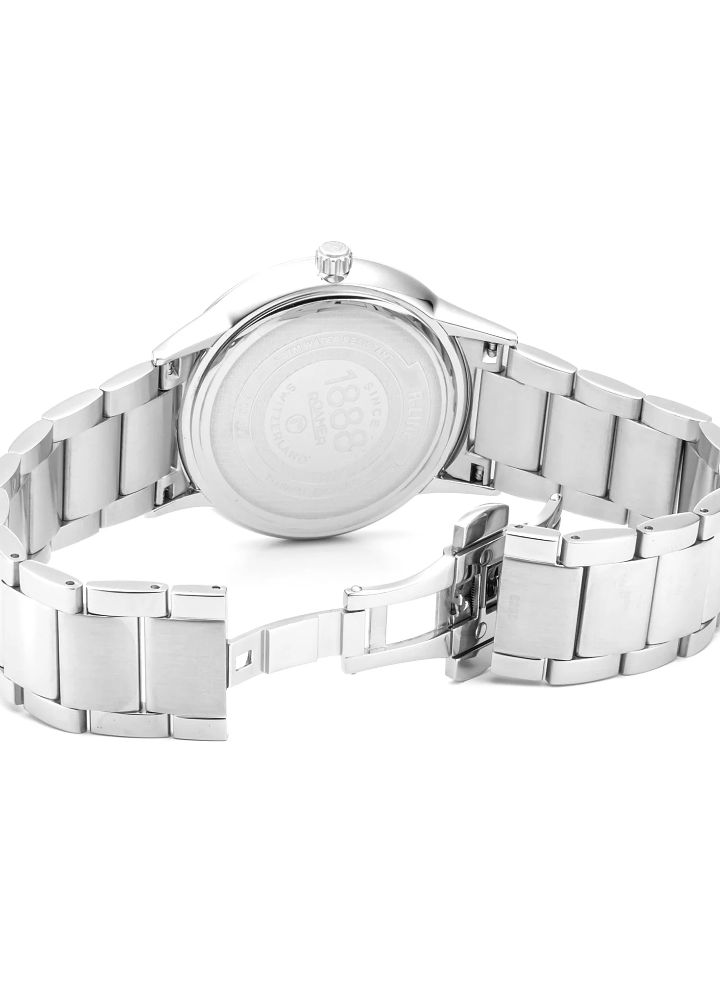R Line Classic 43 mm Quartz Three-Hand Date Black Dial Silver Bracelet Sapphire glass Stainless Steel swiss watch - Image 3