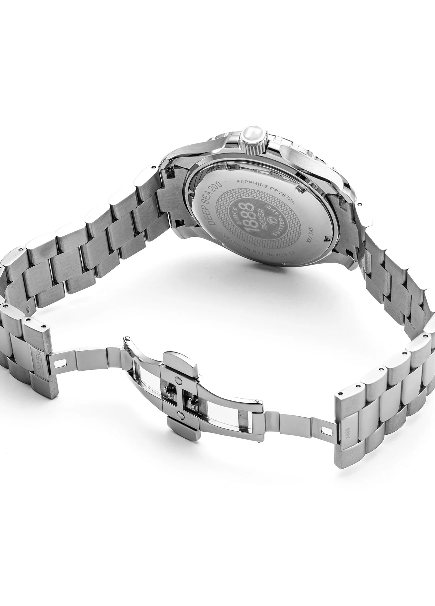 Deep Sea 200 43mm Quartz Three-Hand Date Blue Dial Silver Bracelet Sapphire glass Stainless Steel swiss watch - Image 4