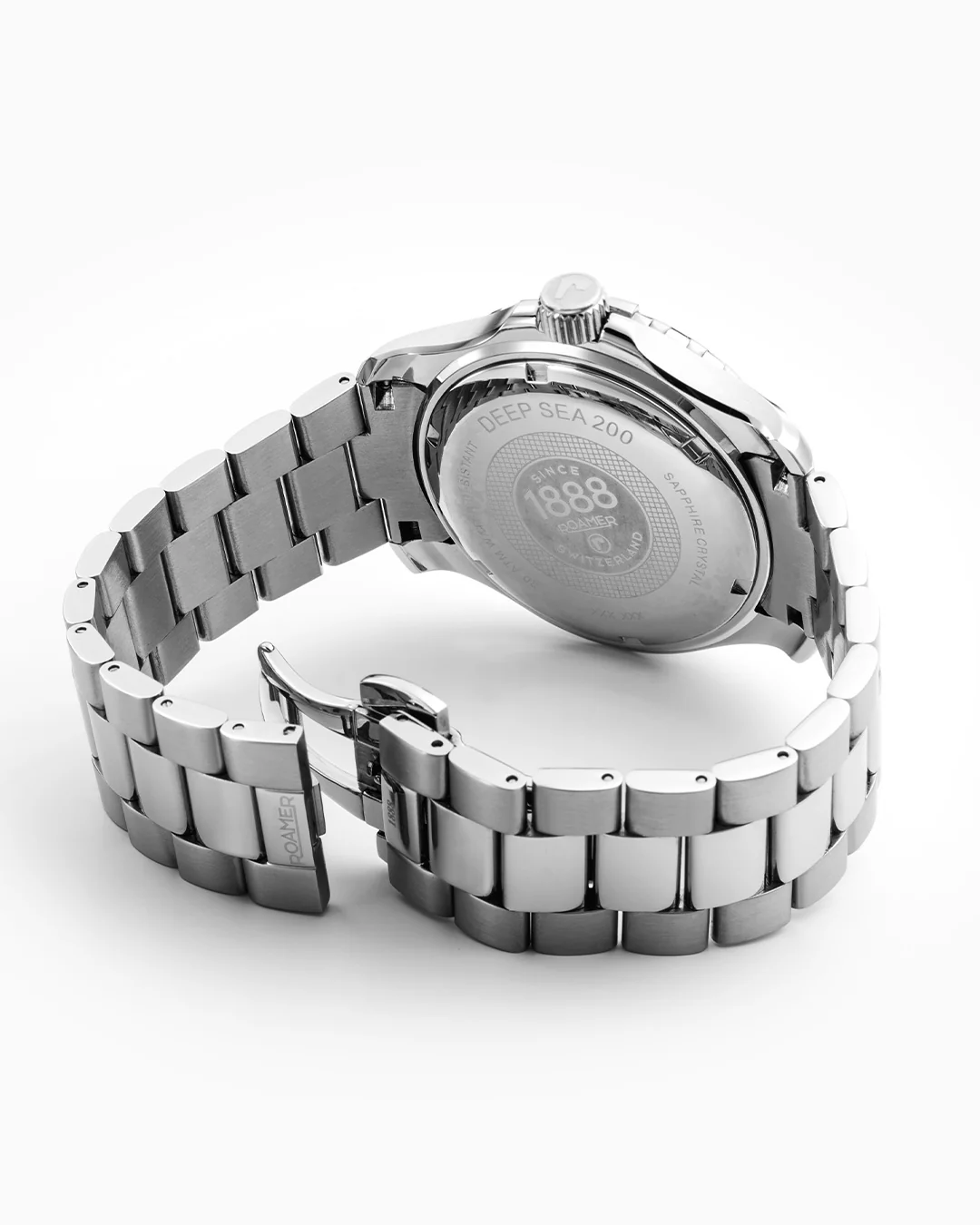 Deep Sea 200 43mm Quartz Three-Hand Date Black Dial Silver Bracelet Sapphire glass Stainless Steel swiss watch - Image 4