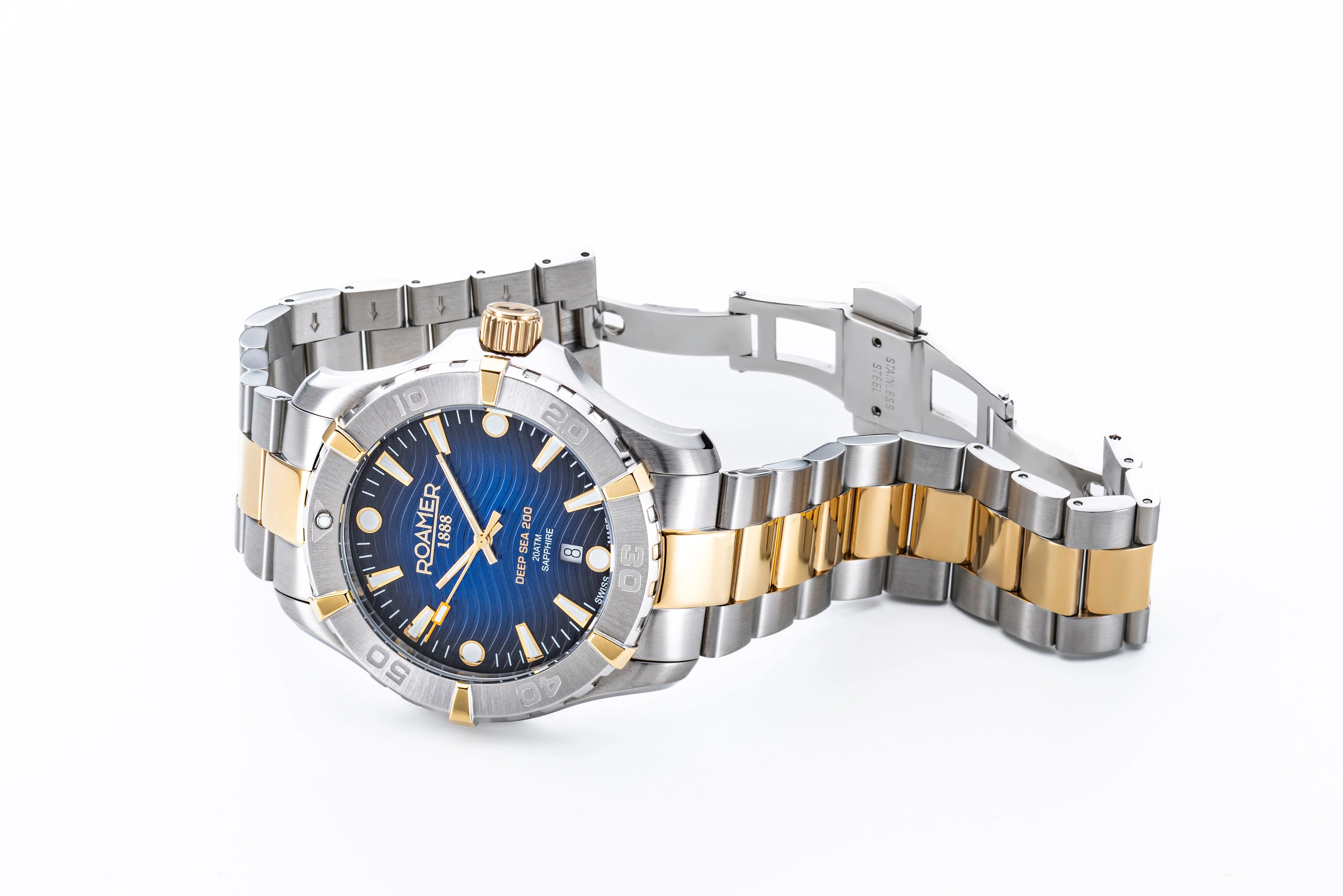 Deep Sea 200 43mm Quartz Three-Hand Date Blue Dial Two-Tone Bracelet Sapphire glass Stainless Steel swiss watch - Image 2
