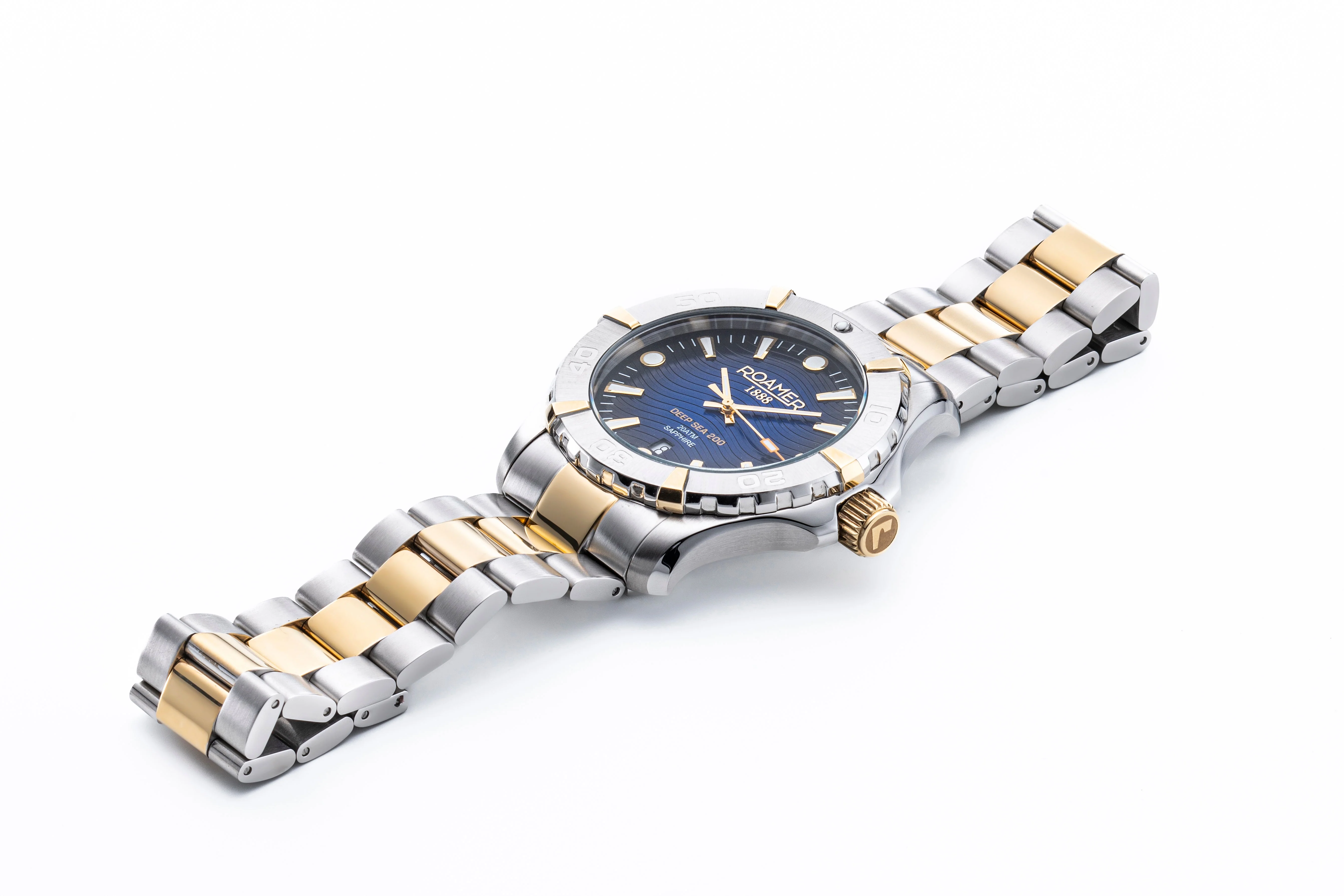 Deep Sea 200 43mm Quartz Three-Hand Date Blue Dial Two-Tone Bracelet Sapphire glass Stainless Steel swiss watch - Image 3