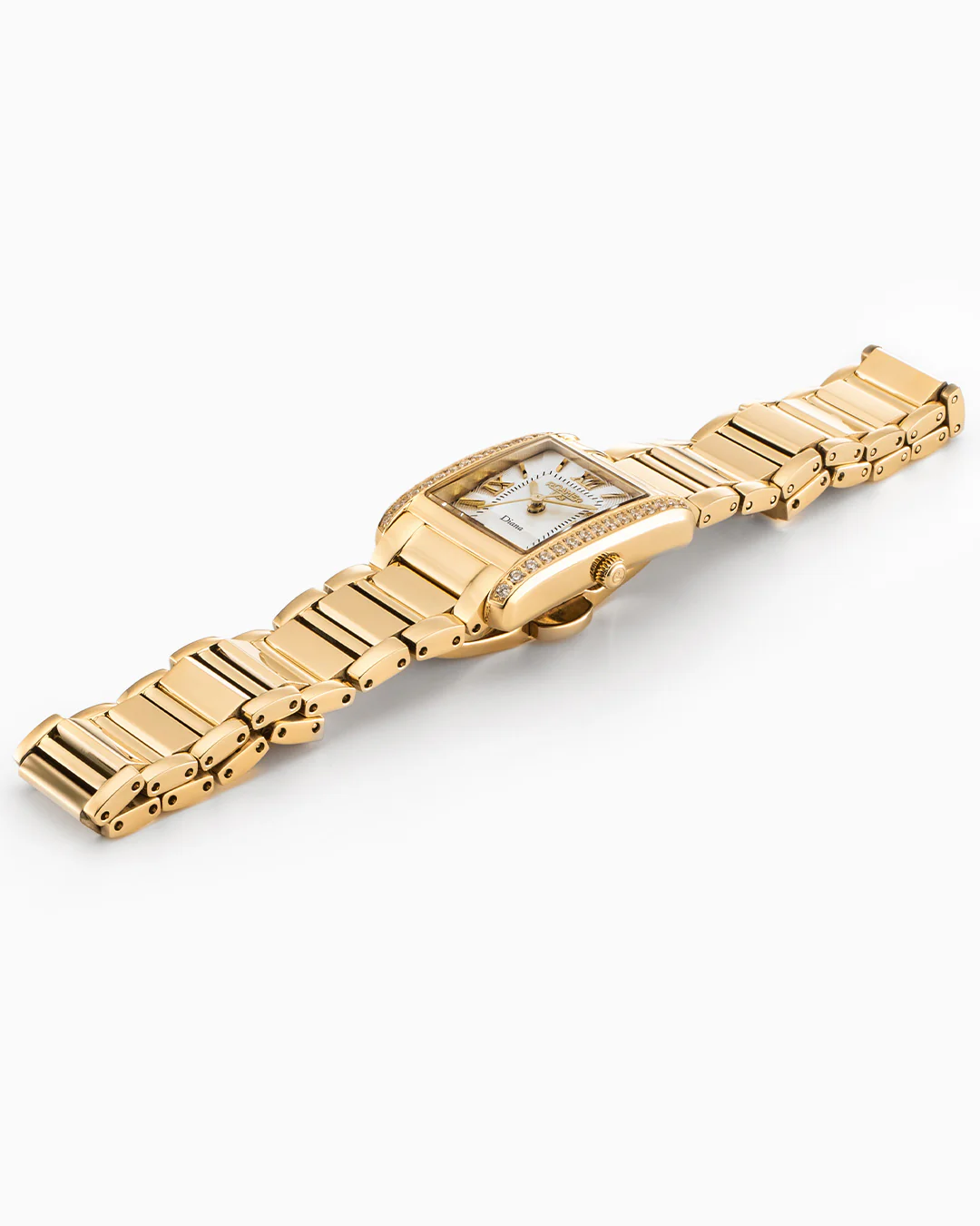 Diana Ladies 22.5 mm Quartz Three-Hand White Dial Gold Bracelet Sapphire glass Stainless Steel swiss watch - Image 3