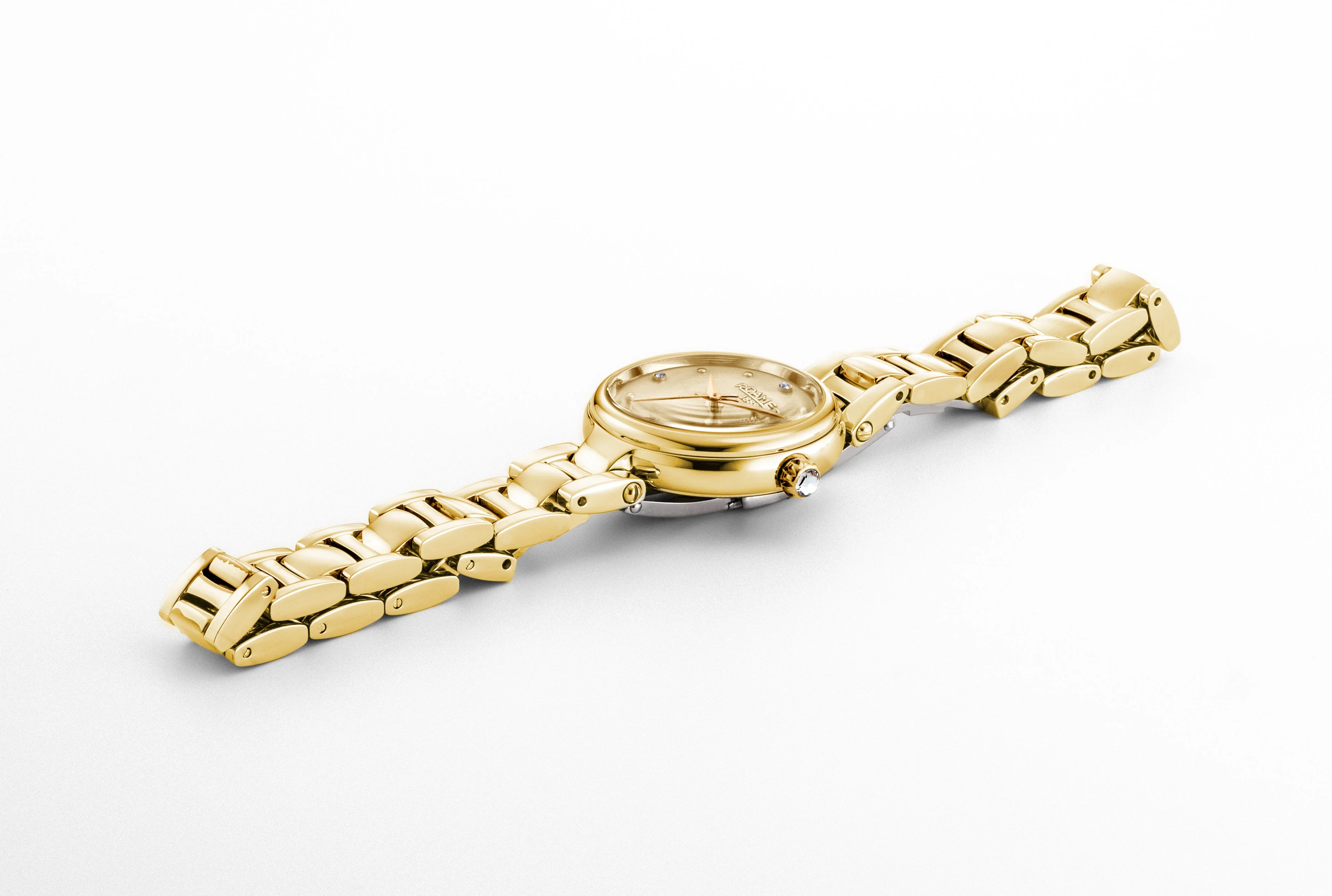 Dreamline Diamonds 28mm Quartz Three-Hand Champagne Dial Gold Bracelet Sapphire glass Stainless Steel swiss watch - Image 3