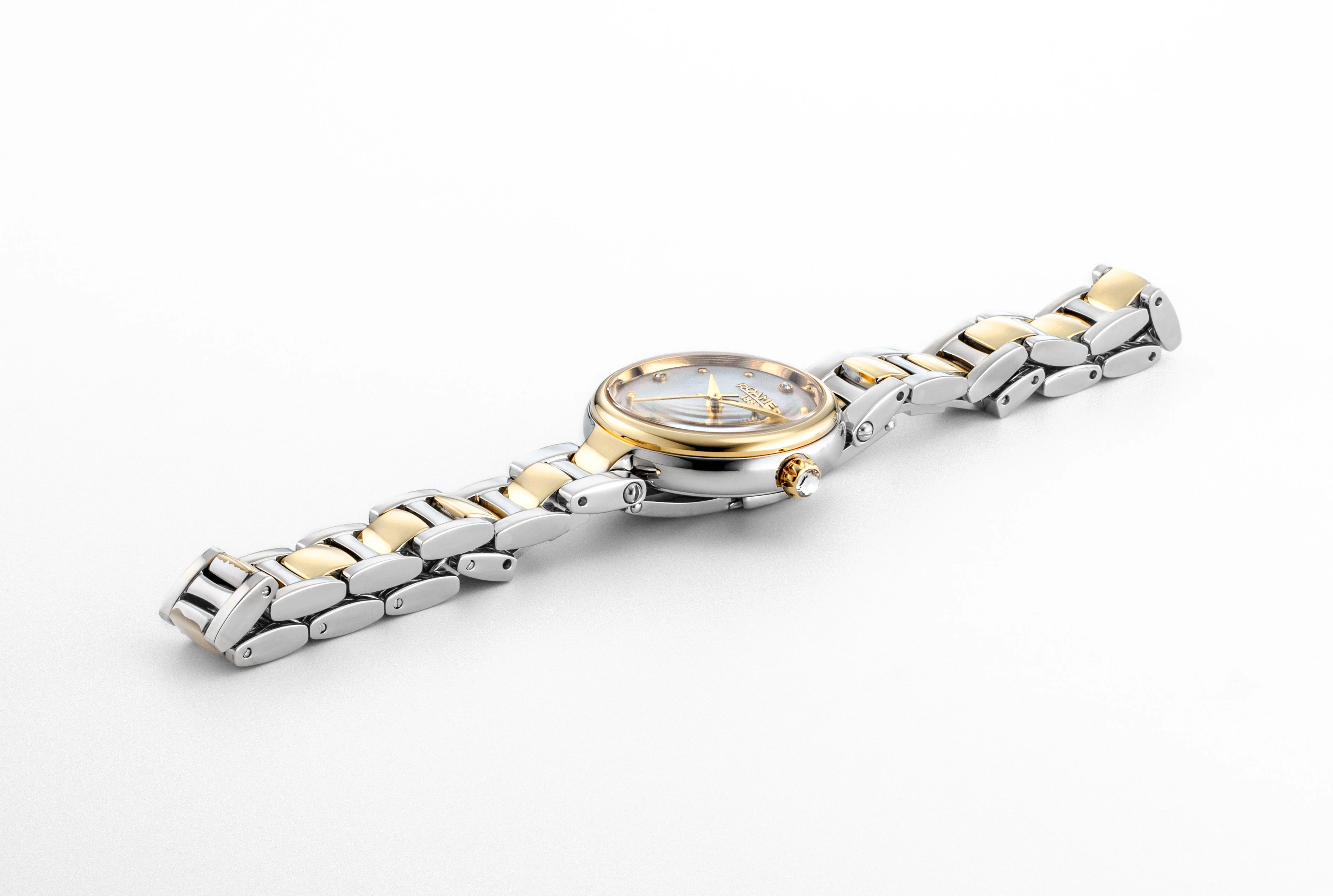 Dreamline Diamonds 28 mm Quartz Three-Hand White Mop Dial Gold-Silver Tone  Bracelet Sapphire glass Stainless Steel swiss watch - Image 3