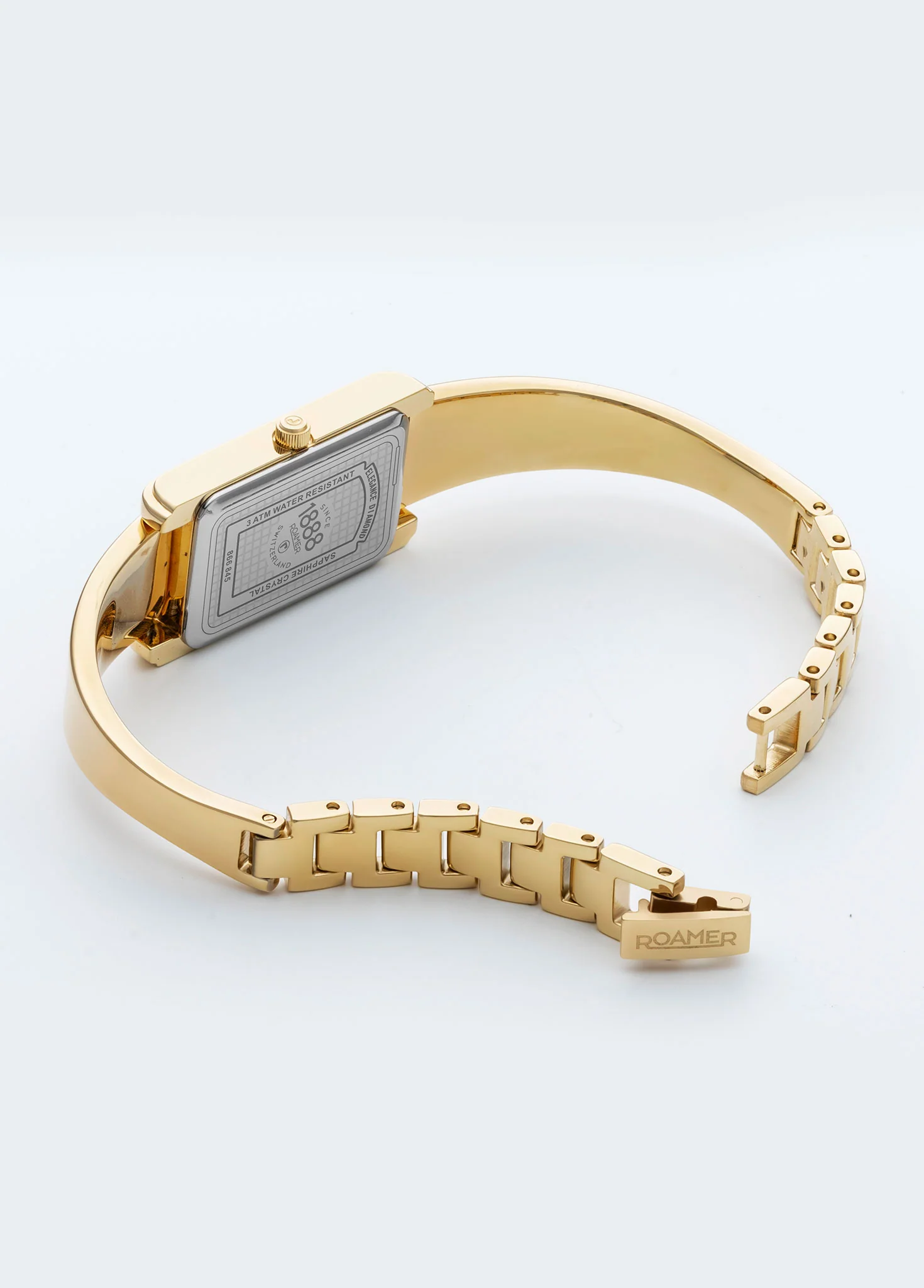 Elegance diamond 17x32mm Quartz Two-Hand Champagne dial Gold Tone Bracelet Sapphire glass Stainless Steel swiss watch - Image 3