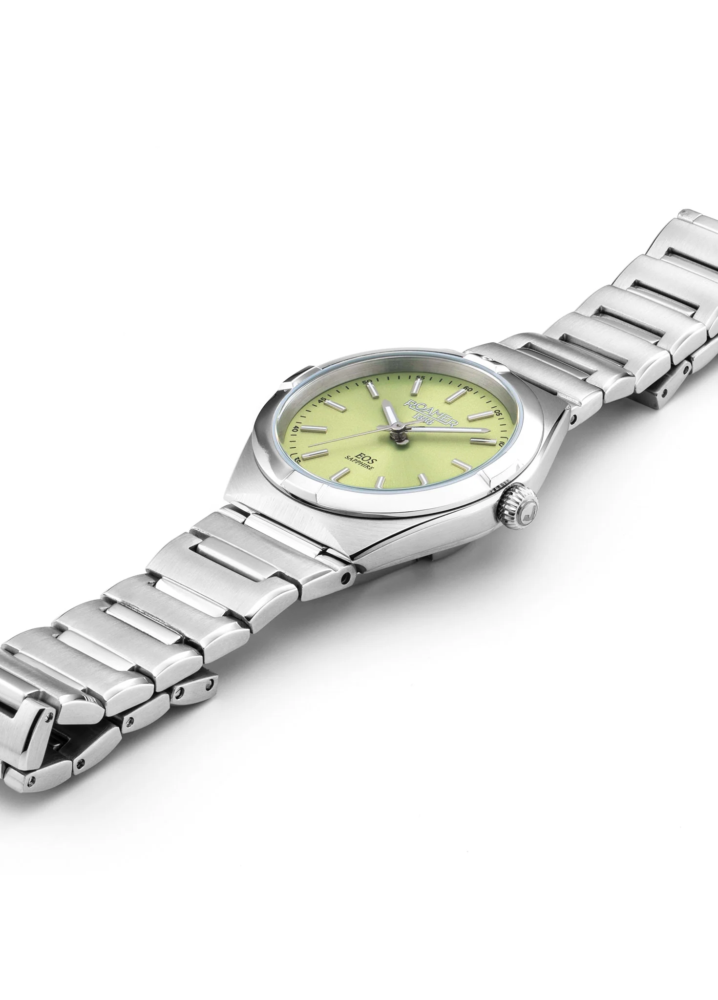 EOS Classic 34mm Quartz Three-Hand Lightgreen Dial Silver Bracelet Sapphire glass Stainless Steel swiss watch - Image 3