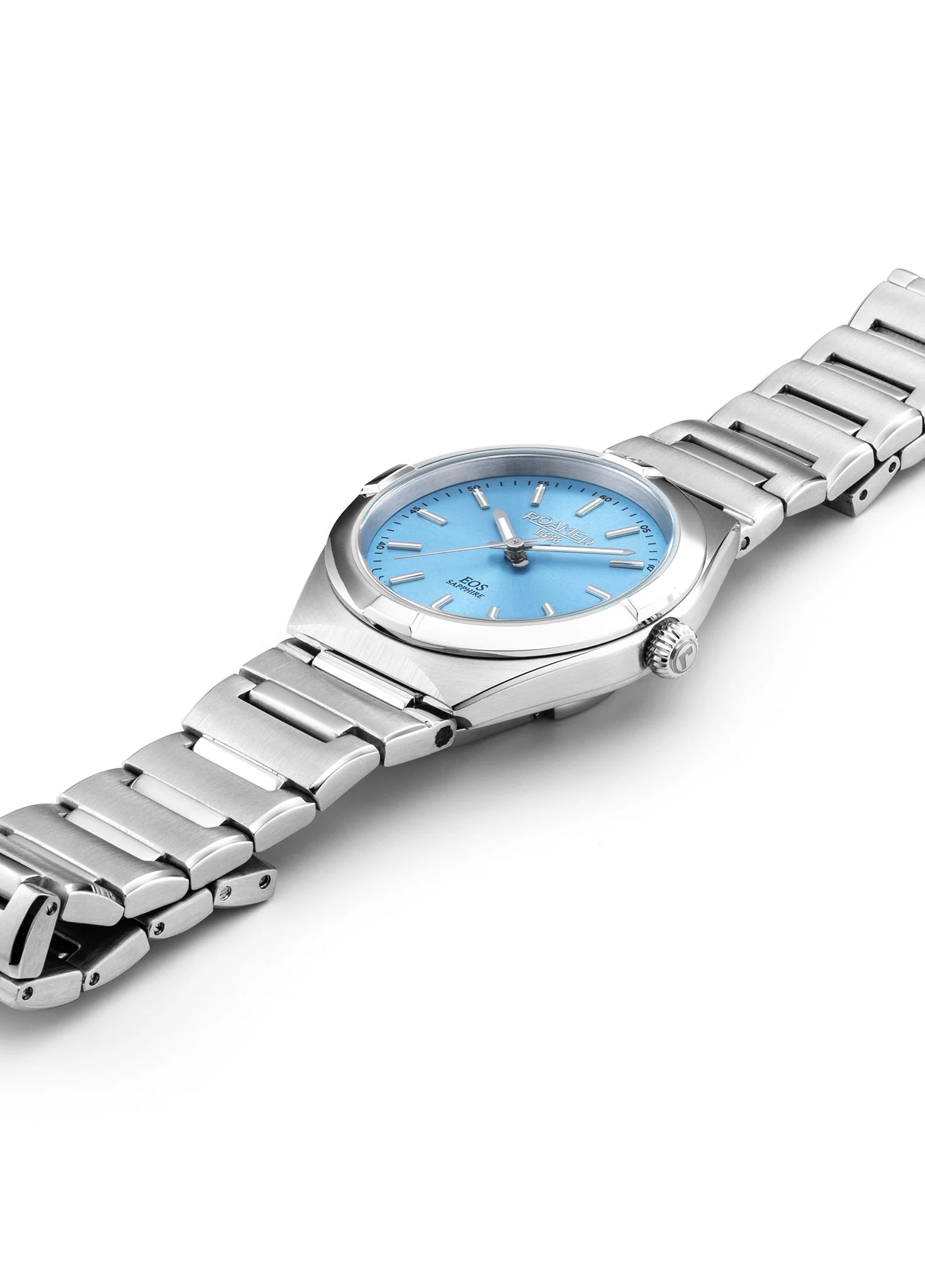 EOS Classic 34mm Quartz Three-Hand Lightblue Dial Silver Bracelet Sapphire glass Stainless Steel swiss watch - Image 3