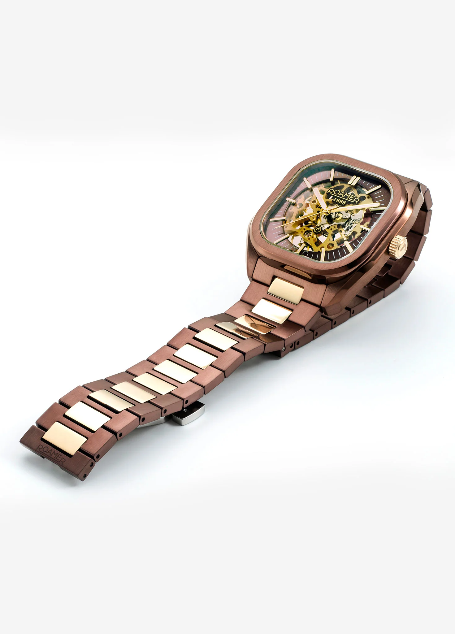 Mechano 42 mm Hand-Winding Three-Hand Brown + Gold Bracelet Leather Strap Set Sapphire antireflection glass Stainless Steel swiss watch - Image 5