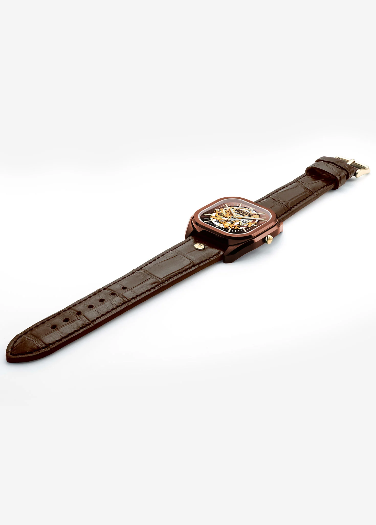 Mechano 42 mm Hand-Winding Three-Hand Brown + Gold Bracelet Leather Strap Set Sapphire antireflection glass Stainless Steel swiss watch - Image 6