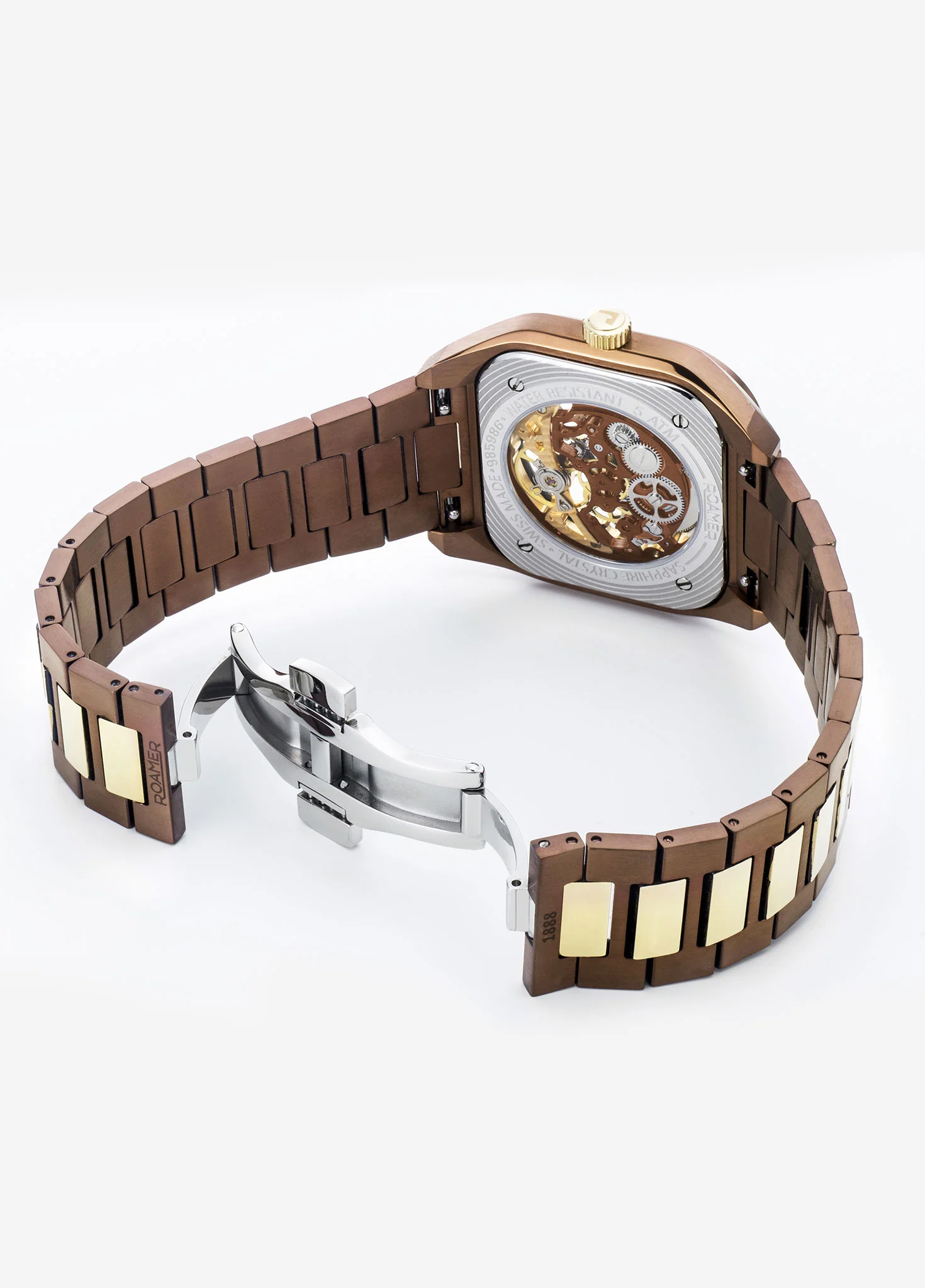 Mechano 42 mm Hand-Winding Three-Hand Brown + Gold Bracelet Leather Strap Set Sapphire antireflection glass Stainless Steel swiss watch - Image 7