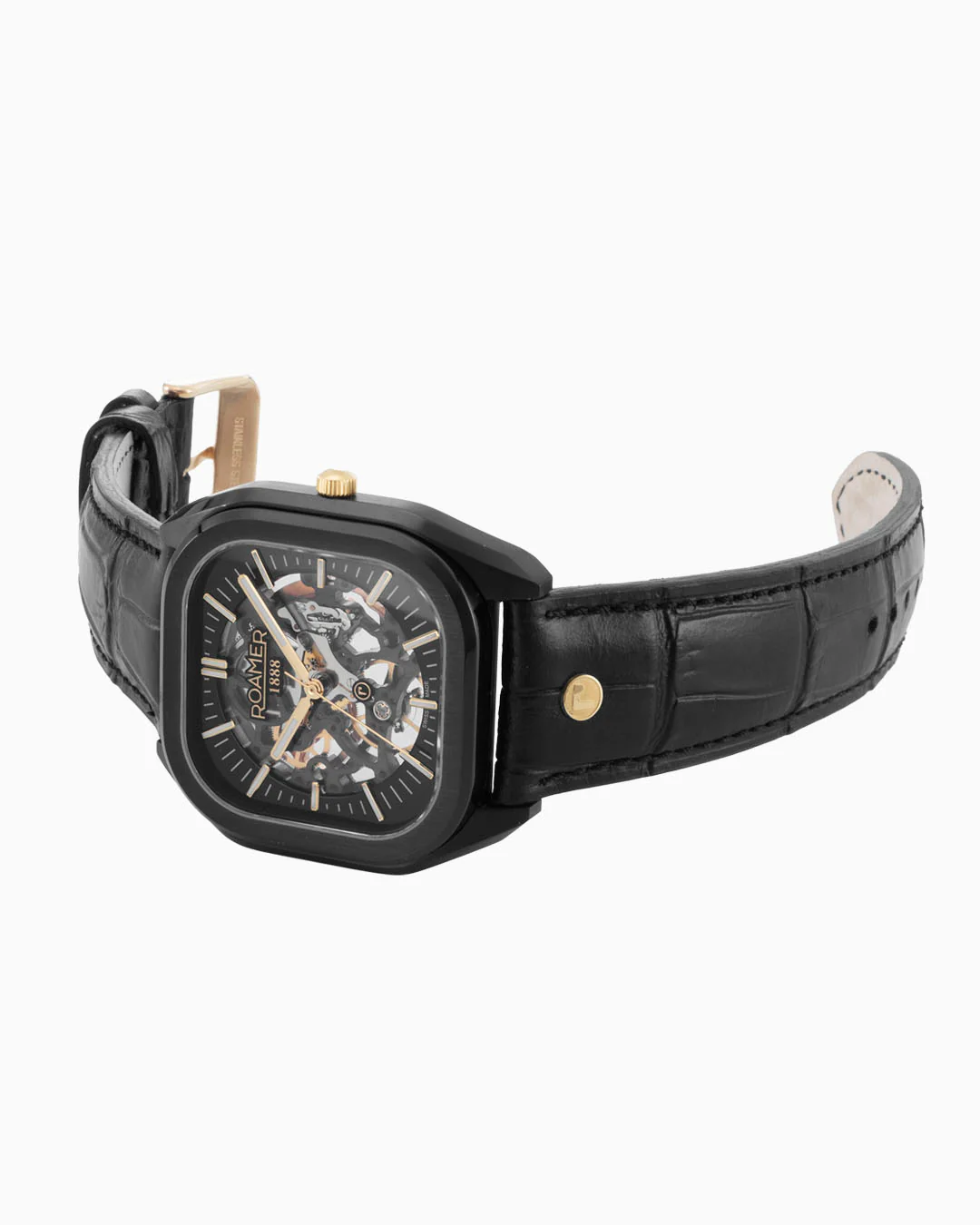 Mechano 42mm Hand-Winding Three-Hand Black + Gold Bracelet and Leather Strap Set Sapphire antireflection glass Stainless Steel swiss watch - Image 4