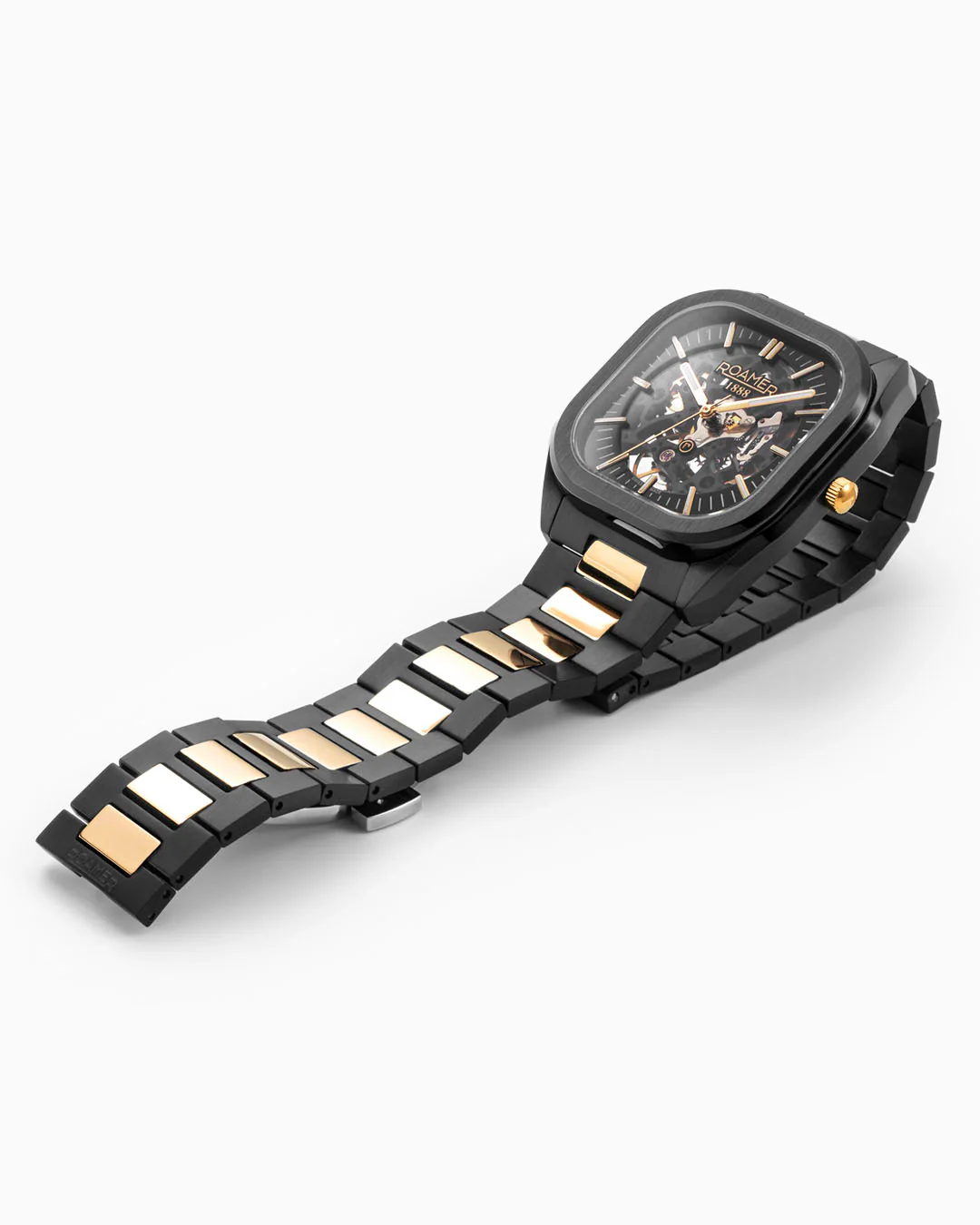 Mechano 42mm Hand-Winding Three-Hand Black + Gold Bracelet and Leather Strap Set Sapphire antireflection glass Stainless Steel swiss watch - Image 5