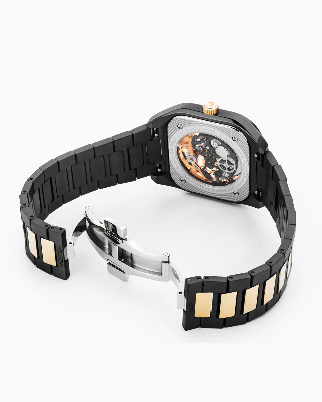 Mechano 42mm Hand-Winding Three-Hand Black + Gold Bracelet and Leather Strap Set Sapphire antireflection glass Stainless Steel swiss watch - Image 7