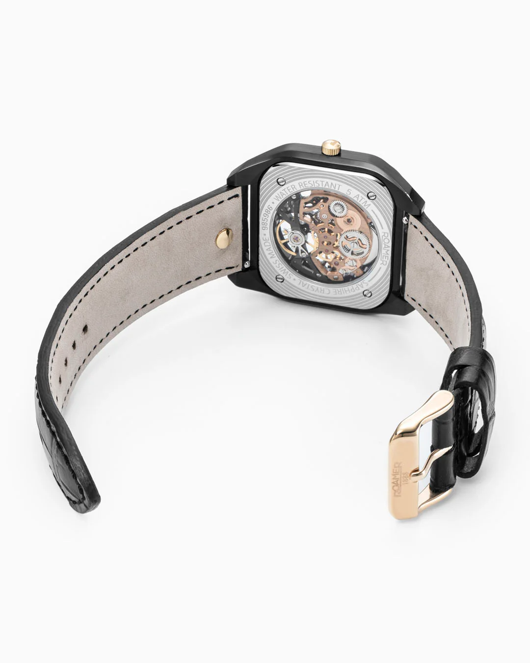 Mechano 42mm Hand-Winding Three-Hand Black + Gold Bracelet and Leather Strap Set Sapphire antireflection glass Stainless Steel swiss watch - Image 8