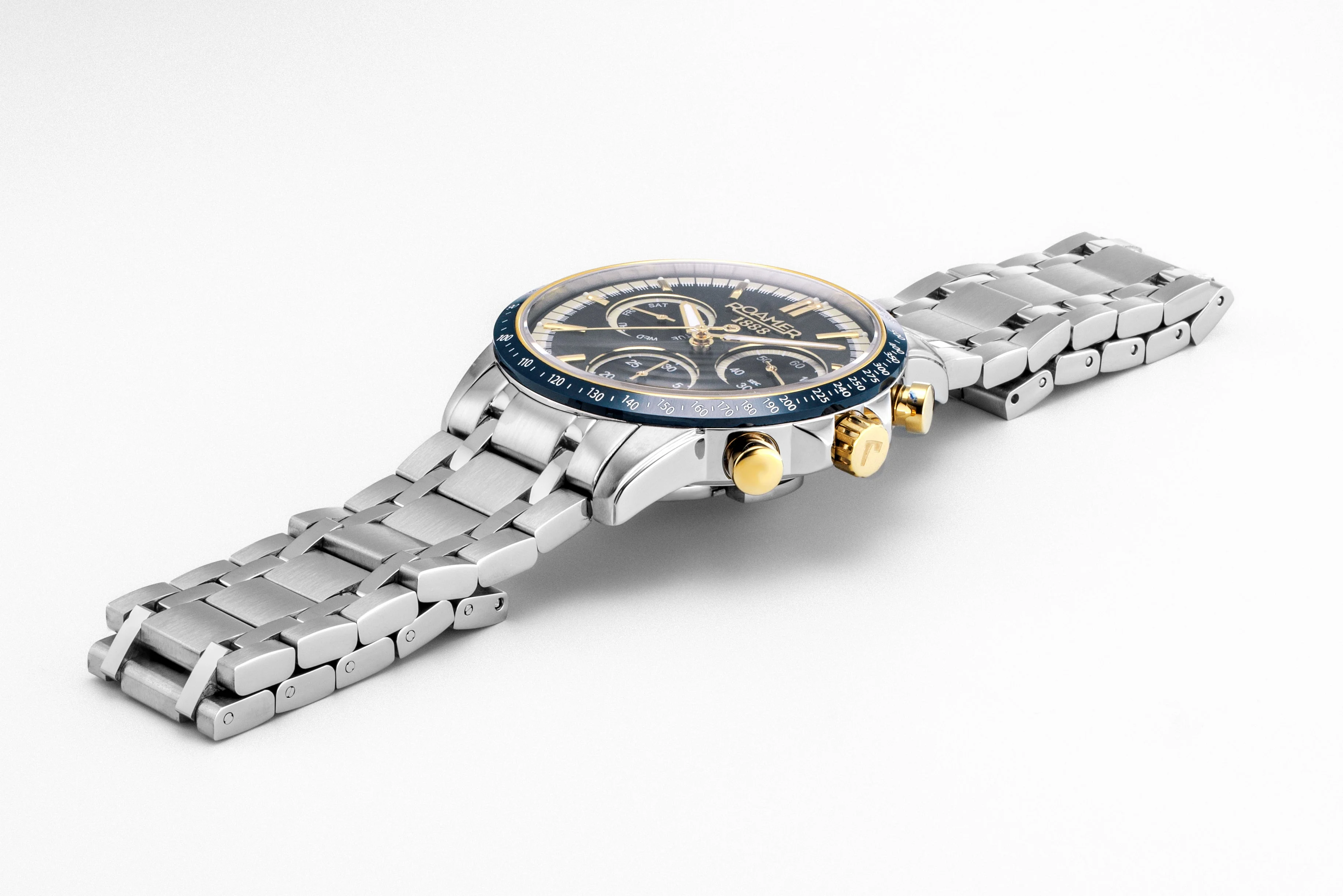 Mercury Chrono 43.5mm Quartz Chronograph Date, small second Blue Sunray Dial Silver Bracelet Sapphire glass Stainless Steel swiss watch - Image 3