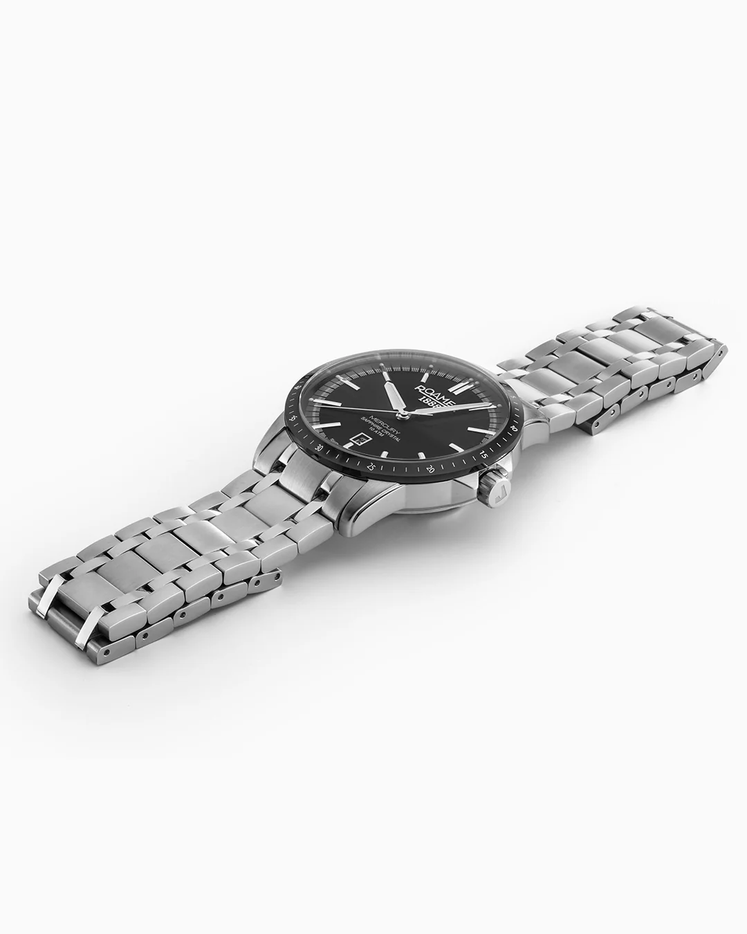 Mercury Classic 42 mm Quartz Three-Hand Date Black Dial Silver Bracelet Sapphire glass Stainless Steel swiss watch - Image 3