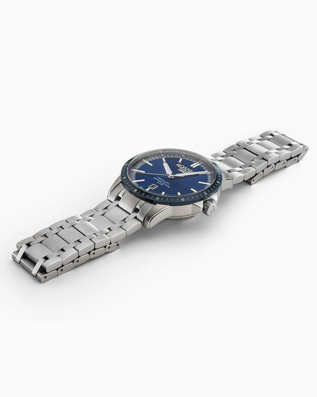 Mercury Classic 42 mm Quartz Three-Hand Date Blue Dial Silver Bracelet Sapphire glass Stainless Steel swiss watch - Image 3