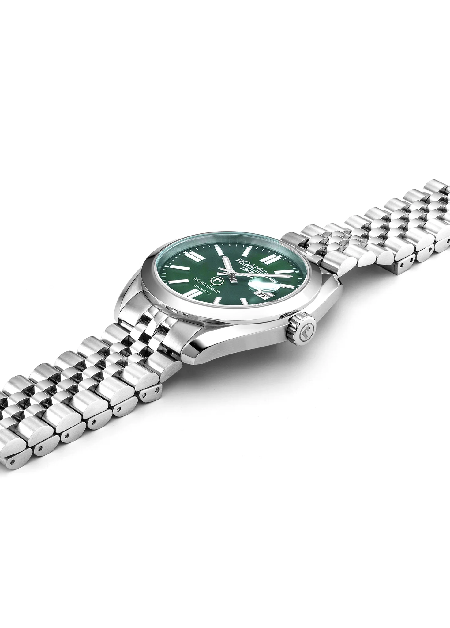 Montalbano Gents 41.5mm Automatic Three-Hand Date Green Sunray Dial Silver Bracelet Sapphire glass Stainless Steel swiss watch - Image 3