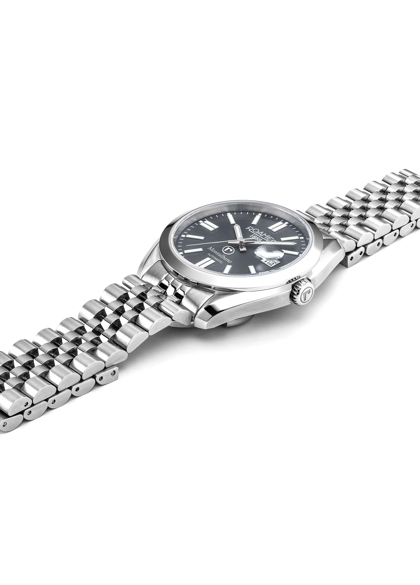 Montalbano Gents 41.5mm Automatic Three-Hand Date Grey Sunray Dial Silver Bracelet Sapphire glass Stainless Steel swiss watch - Image 3