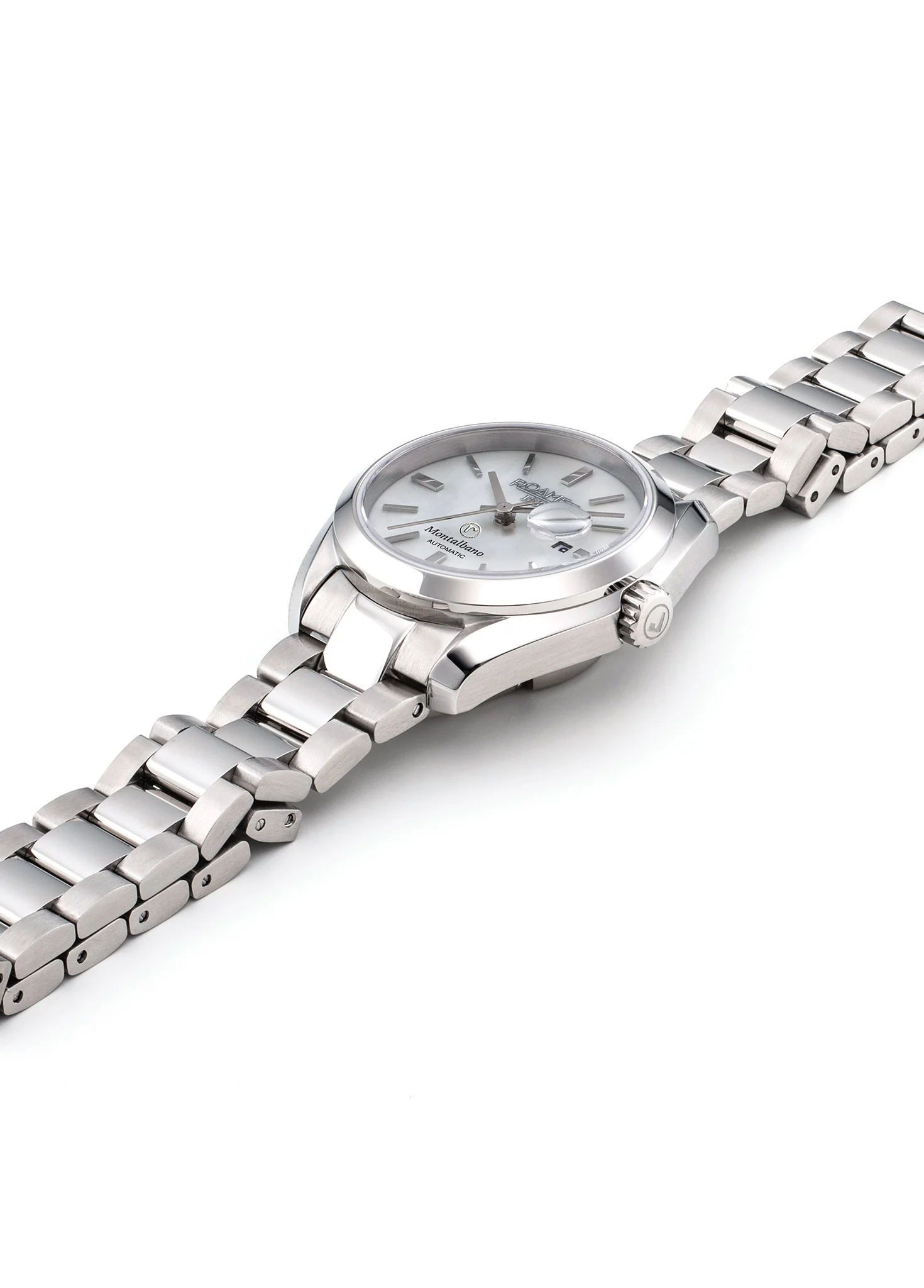Montalbano Ladies 31mm Automatic Three-Hand Date White MOP Dial Silver Bracelet Sapphire glass Stainless Steel swiss watch - Image 3