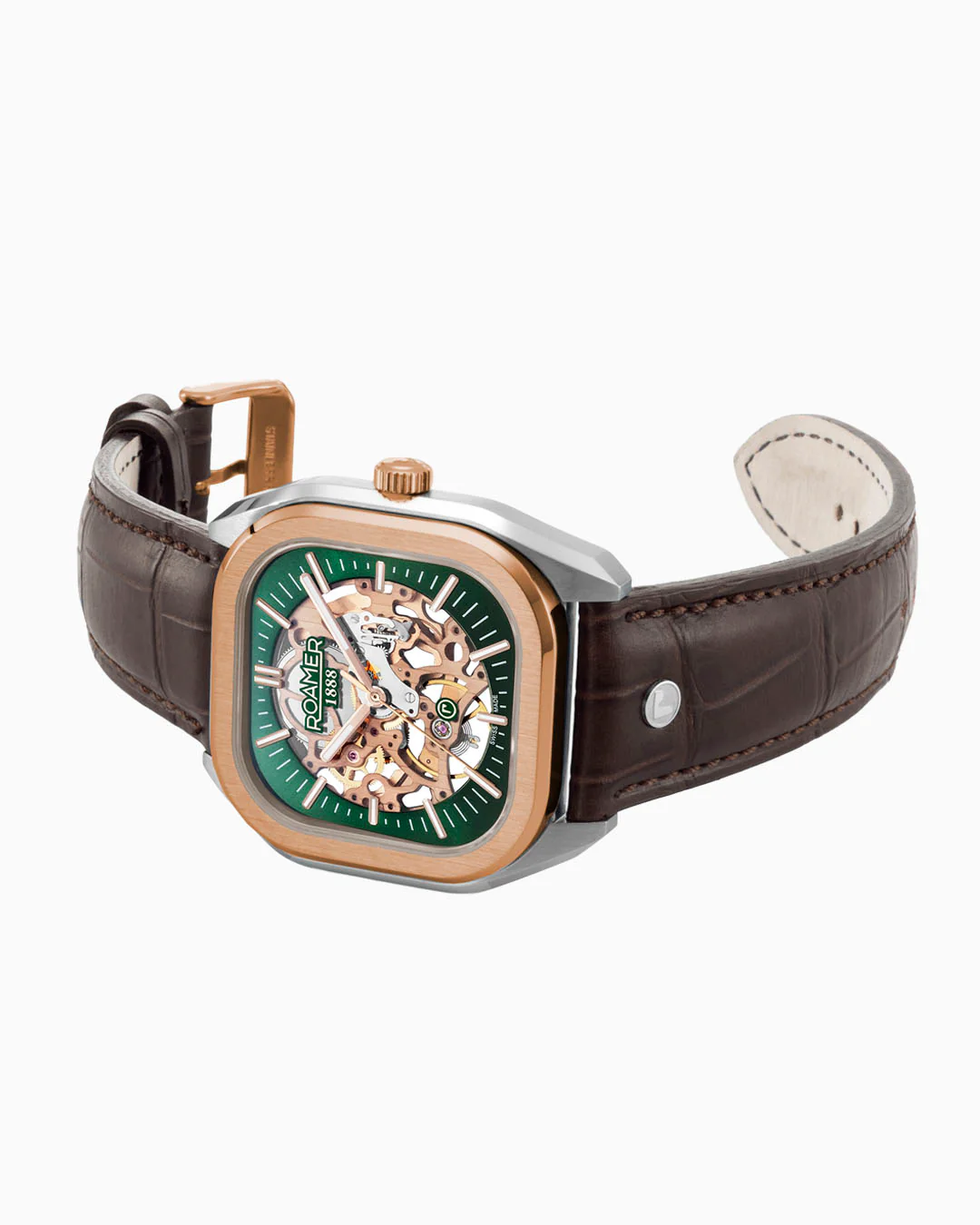 Mechano 42mm Hand-Winding Three-Hand Green Dial Two-Tone Bracelet Leather Strap Set Sapphire antireflection glass Stainless Steel swiss watch - Image 4