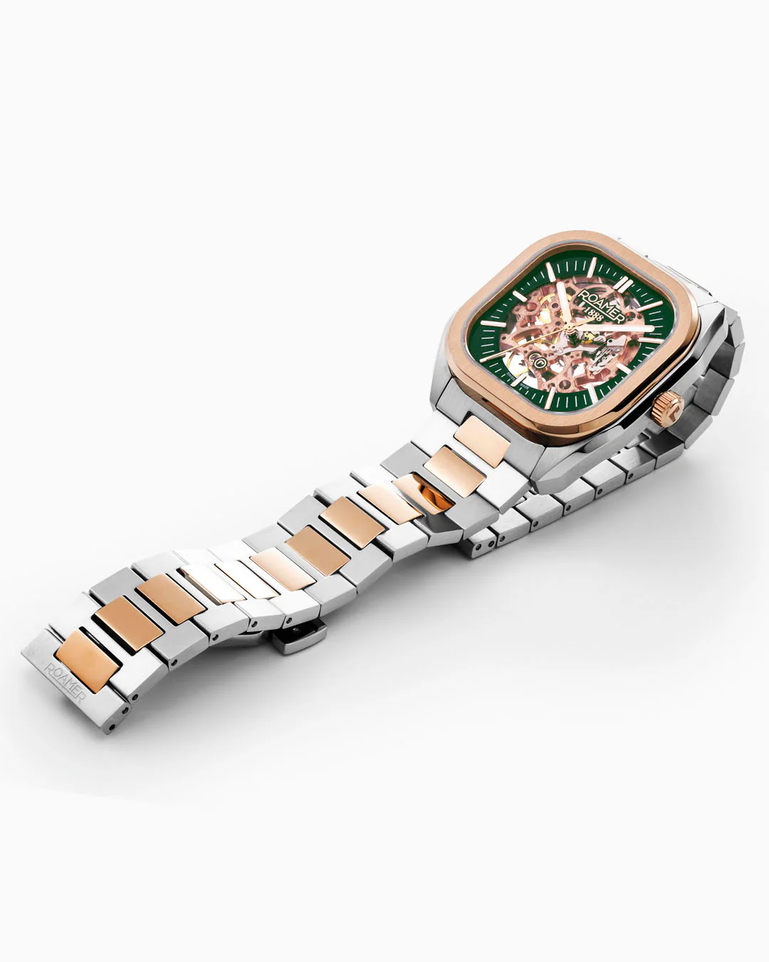 Mechano 42mm Hand-Winding Three-Hand Green Dial Two-Tone Bracelet Leather Strap Set Sapphire antireflection glass Stainless Steel swiss watch - Image 5