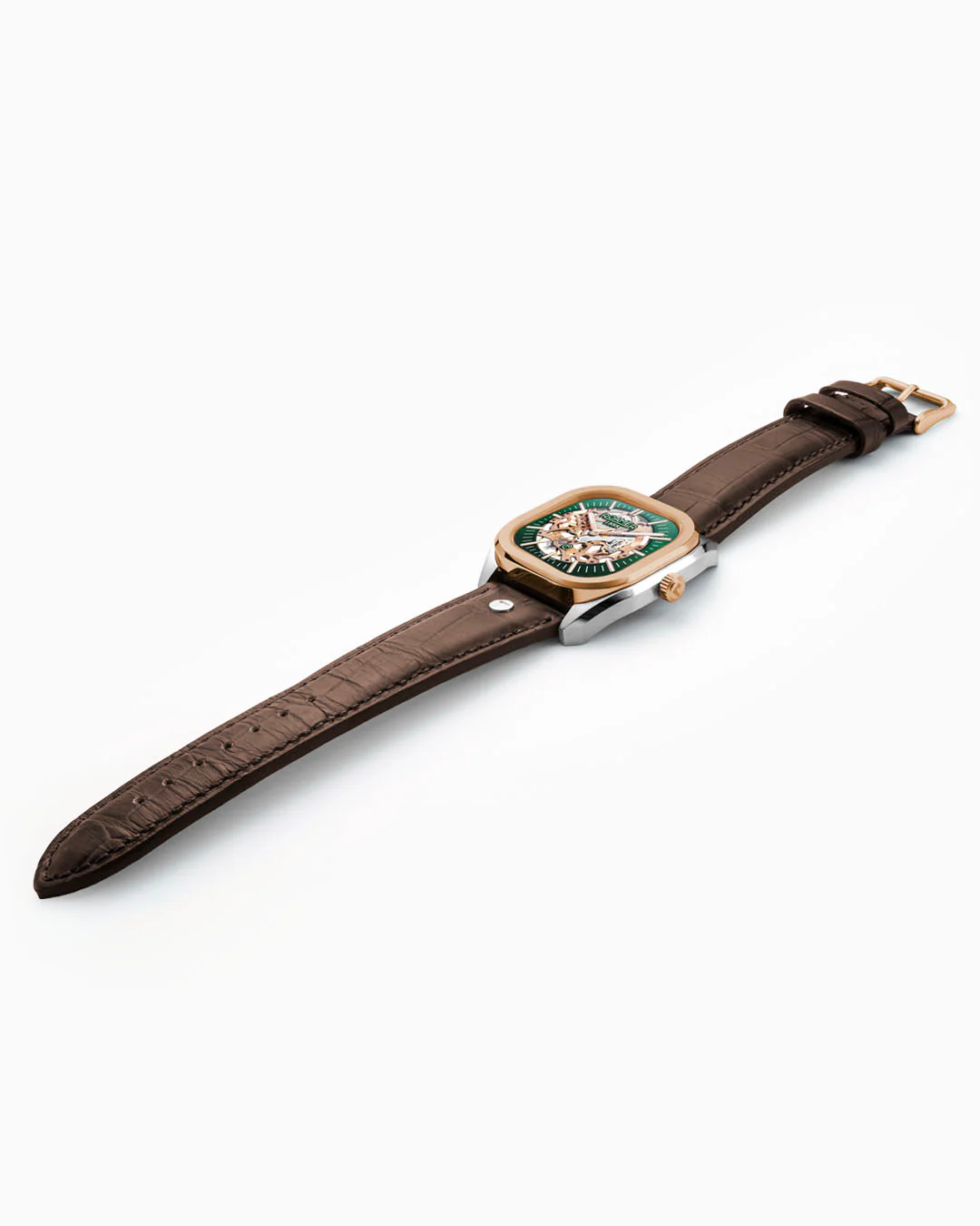Mechano 42mm Hand-Winding Three-Hand Green Dial Two-Tone Bracelet Leather Strap Set Sapphire antireflection glass Stainless Steel swiss watch - Image 6
