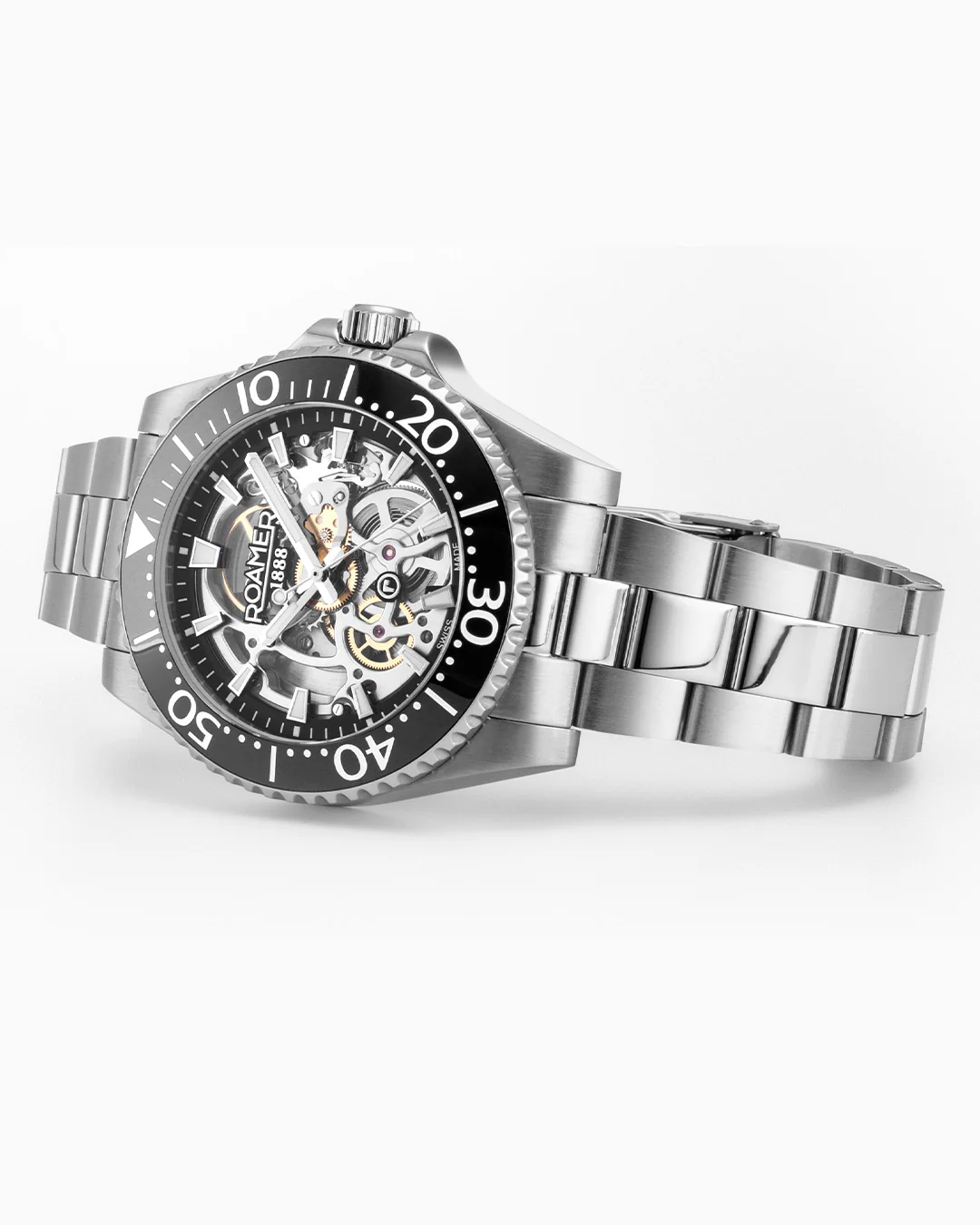 Premier Skeleton 42 mm Automatic Three-Hand Black Dial Silver Bracelet and Rubber Strap Set Sapphire glass Stainless Steel swiss watch - Image 3