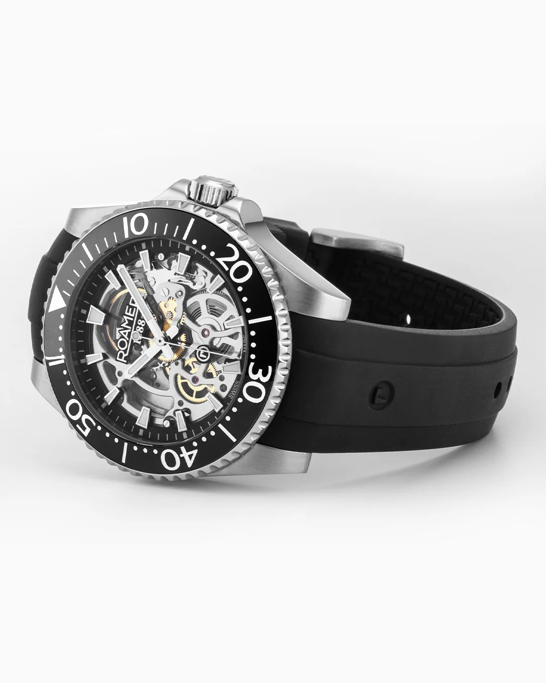 Premier Skeleton 42 mm Automatic Three-Hand Black Dial Silver Bracelet and Rubber Strap Set Sapphire glass Stainless Steel swiss watch - Image 4