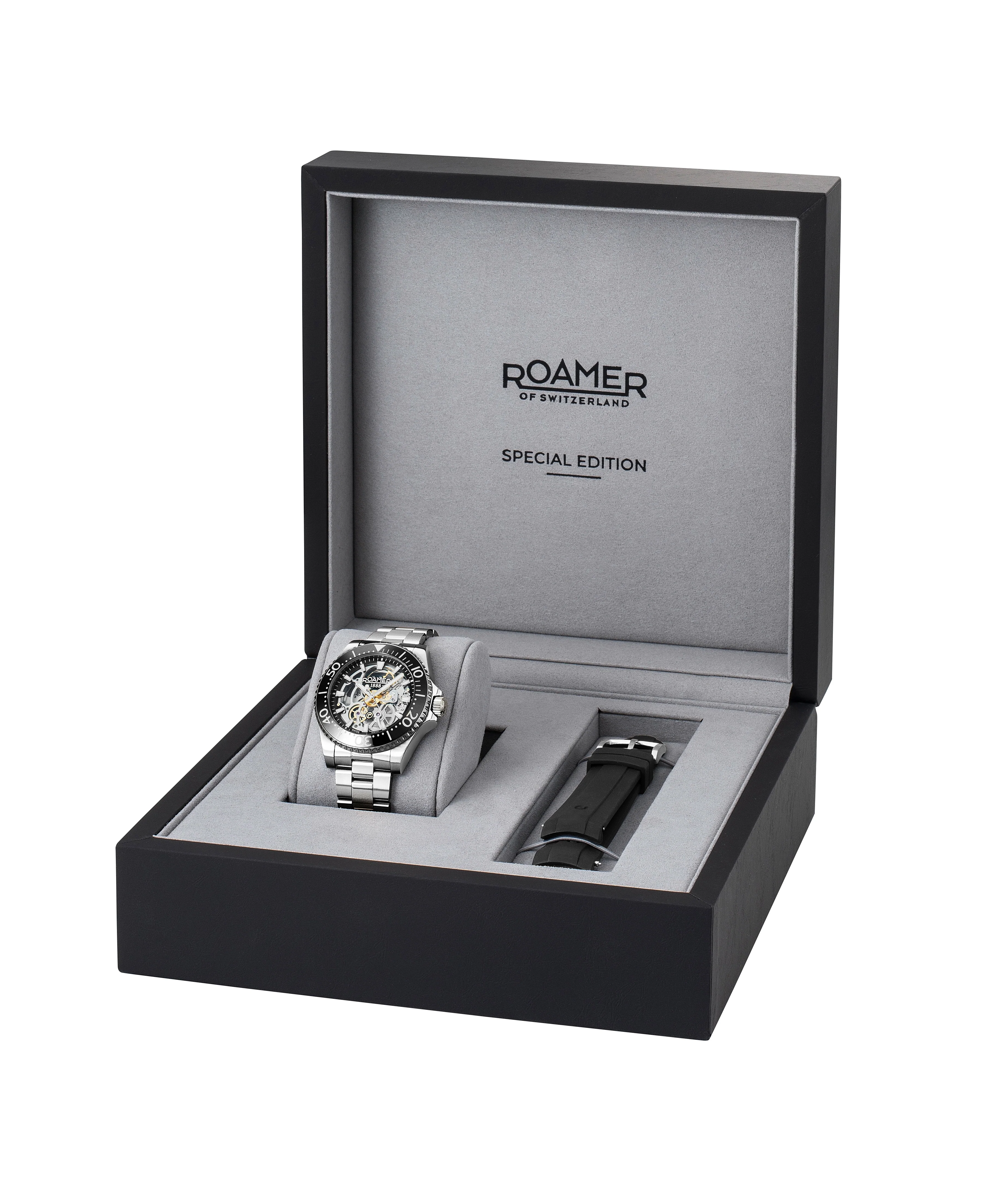 Premier Skeleton 42 mm Automatic Three-Hand Black Dial Silver Bracelet and Rubber Strap Set Sapphire glass Stainless Steel swiss watch - Image 8