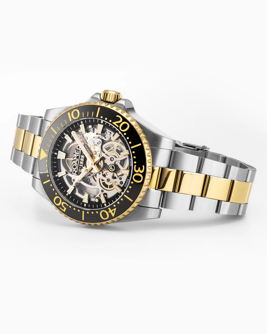 Premier Skeleton 42 mm Automatic Three-Hand Black Dial Two-Tone Steel and Rubber Bracelet Set Sapphire glass Stainless Steel swiss watch - Image 3