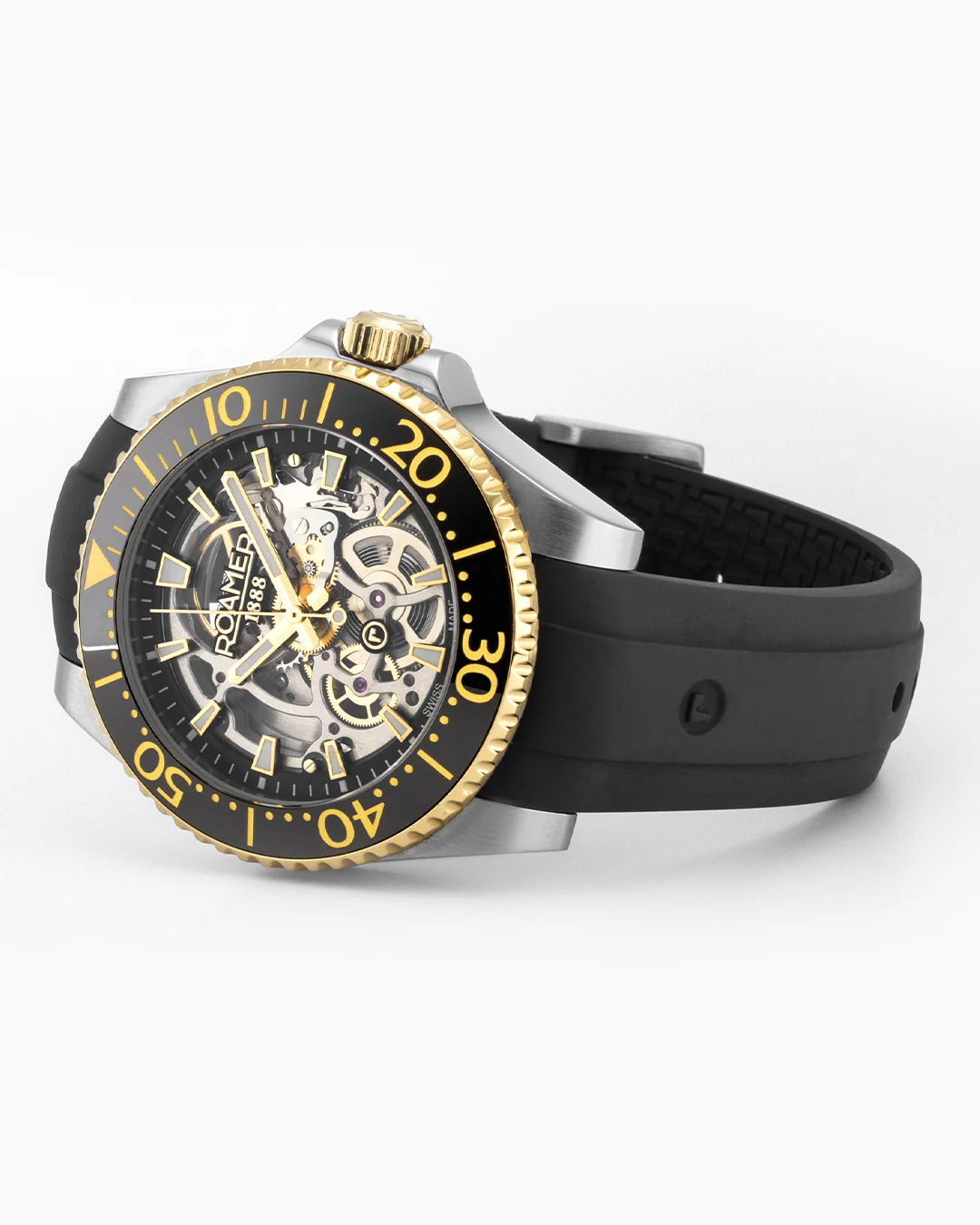 Premier Skeleton 42 mm Automatic Three-Hand Black Dial Two-Tone Steel and Rubber Bracelet Set Sapphire glass Stainless Steel swiss watch - Image 4