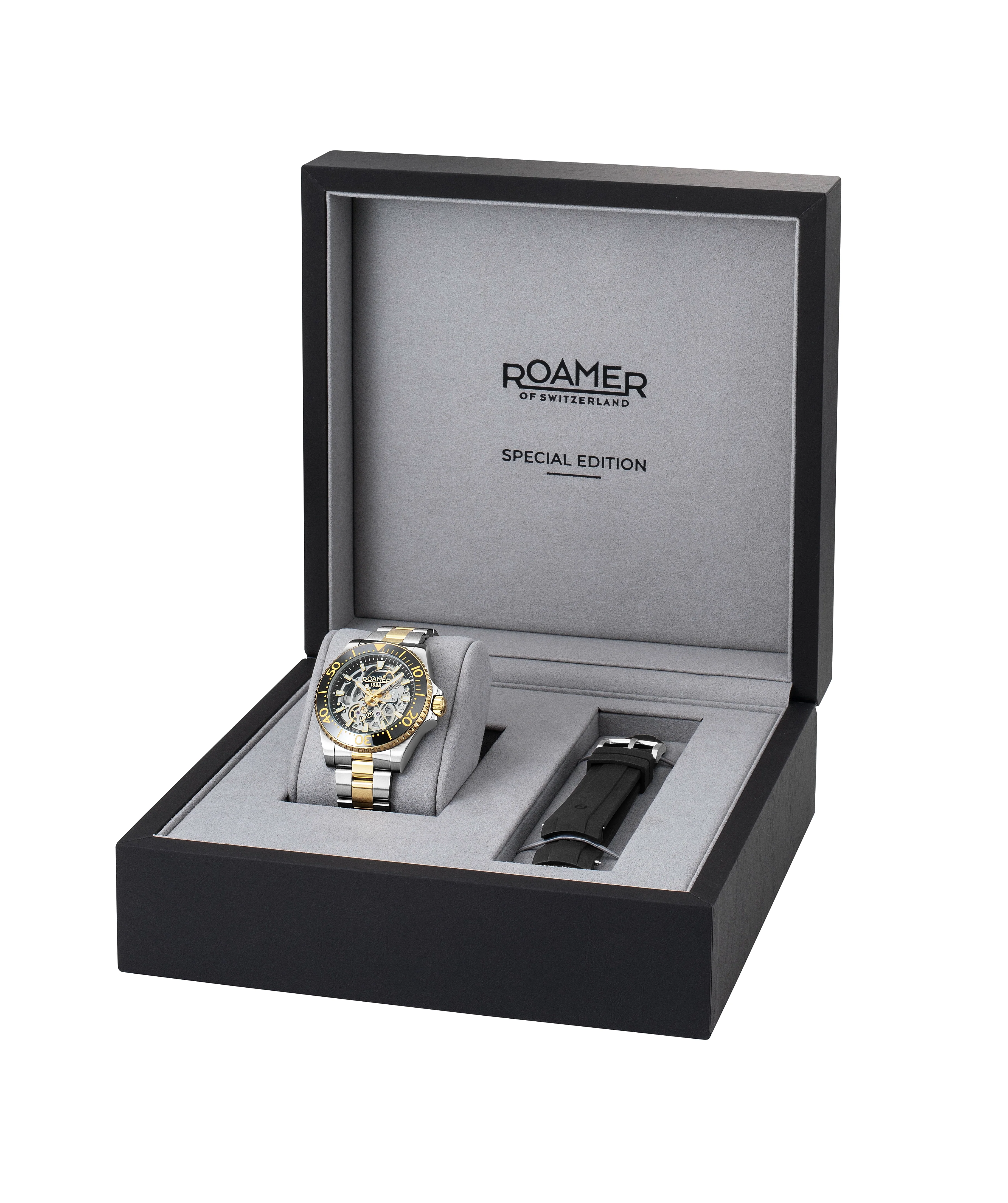 Premier Skeleton 42 mm Automatic Three-Hand Black Dial Two-Tone Steel and Rubber Bracelet Set Sapphire glass Stainless Steel swiss watch - Image 8