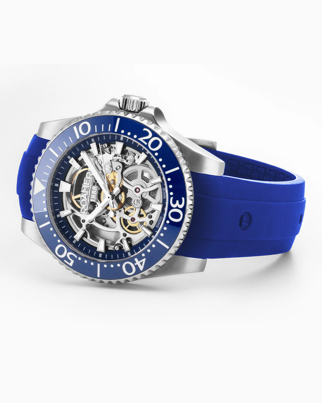 Premier Skeleton 42 mm Automatic Three-Hand Blue Dial Steel and Rubber Bracelet Set Sapphire glass Stainless Steel swiss watch - Image 4