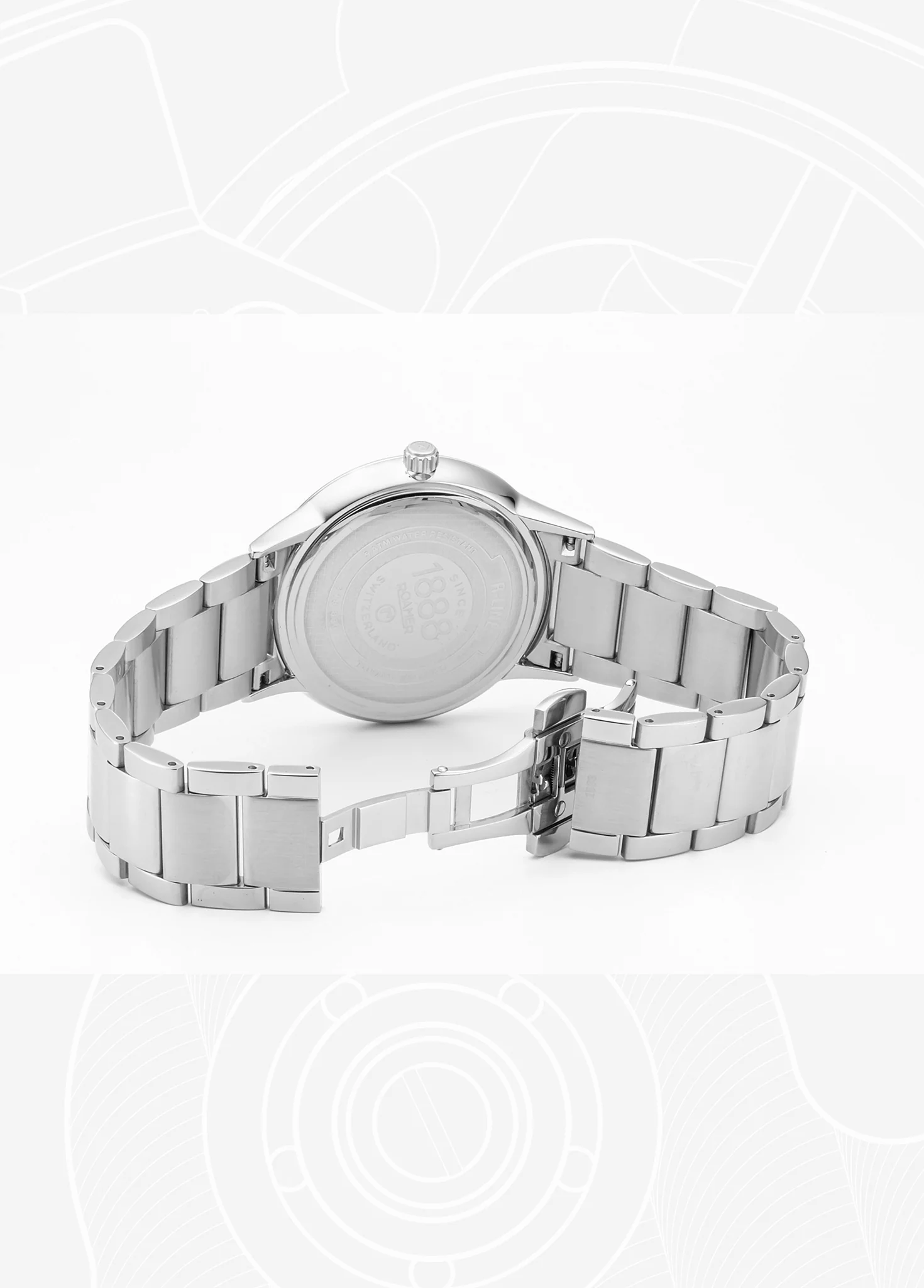 R Line Classic 43 mm Quartz Three-Hand Date Blue W/ Silver Indexes Dial Silver Bracelet Sapphire glass Stainless Steel swiss watch - Image 3