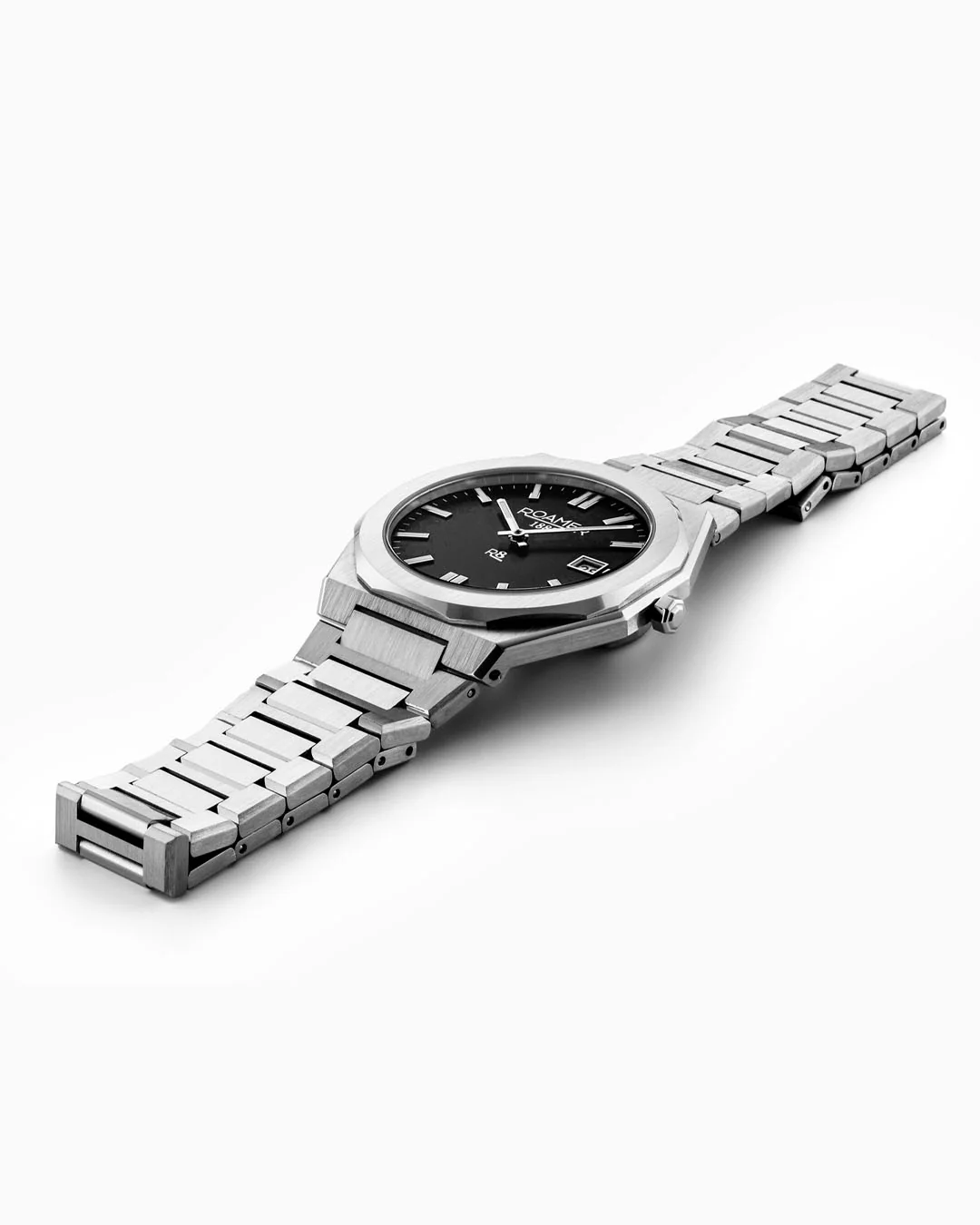 R8 Gents 41mm Quartz Three-Hand Date Black Sunray Dial Silver Bracelet Sapphire glass Stainless Steel swiss watch - Image 3