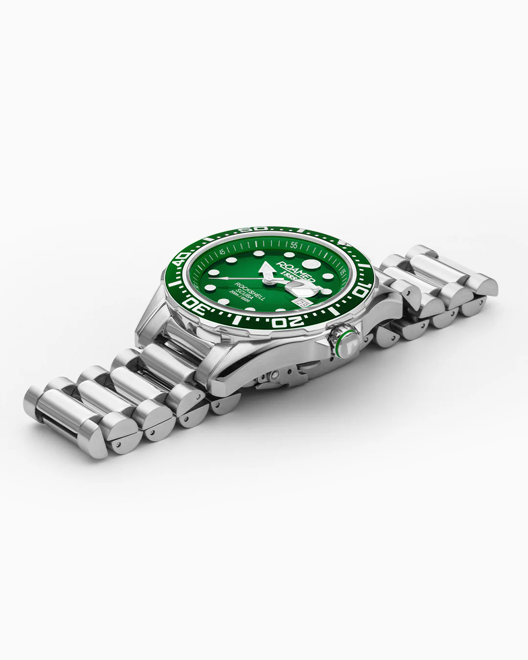 Rockshell Mark III Scuba 44 mm Quartz Three-Hand Date Green Dial Turning Bezel Silver Bracelet Sapphire glass Stainless Steel swiss watch - Image 3